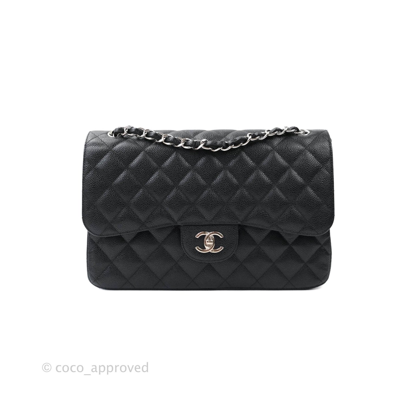 Chanel Jumbo Double Flap Black Caviar Silver Hardware⁣⁣