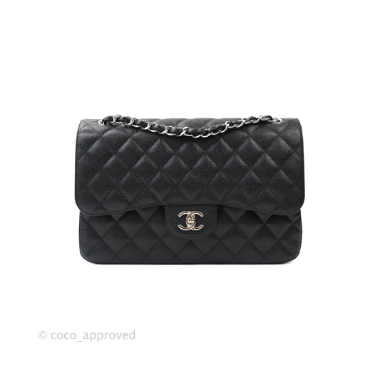 Chanel Jumbo Double Flap Black Caviar Silver Hardware⁣⁣