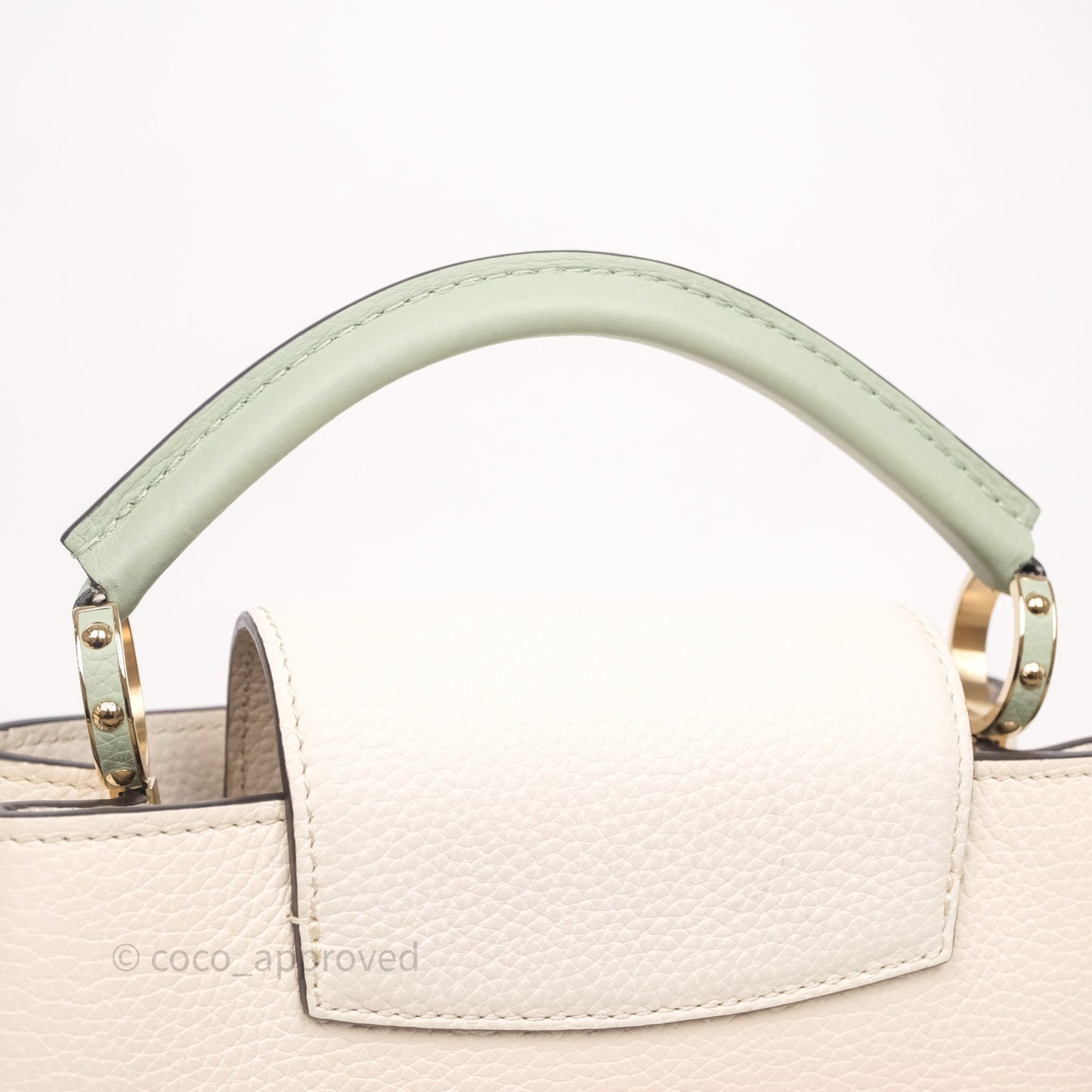 Louis Vuitton Capucines BB Creme Rose Jade Taurillon Leather Gold Hardware