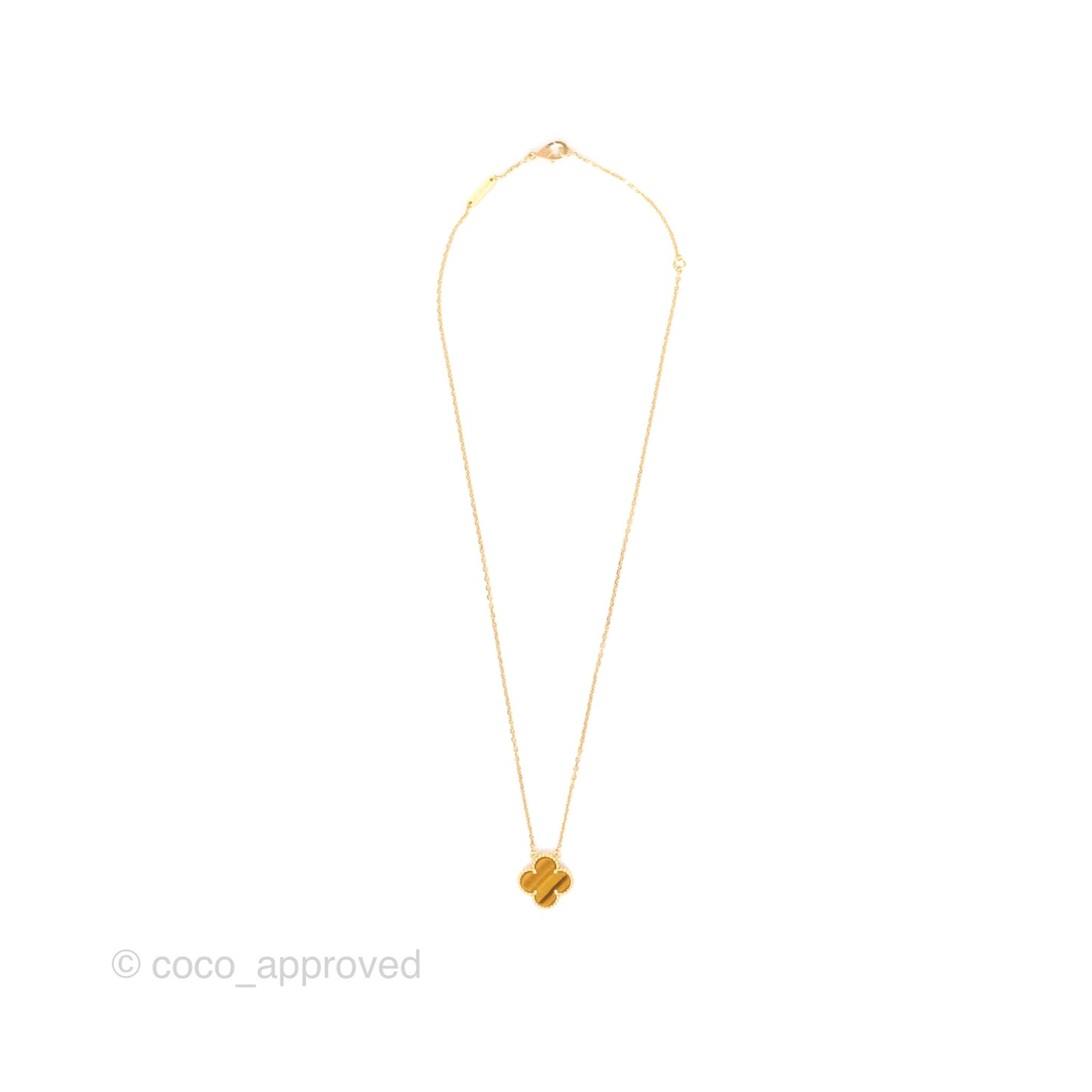 Van Cleef & Arpels Vintage Alhambra Pendant Tiger's Eye Yellow Gold