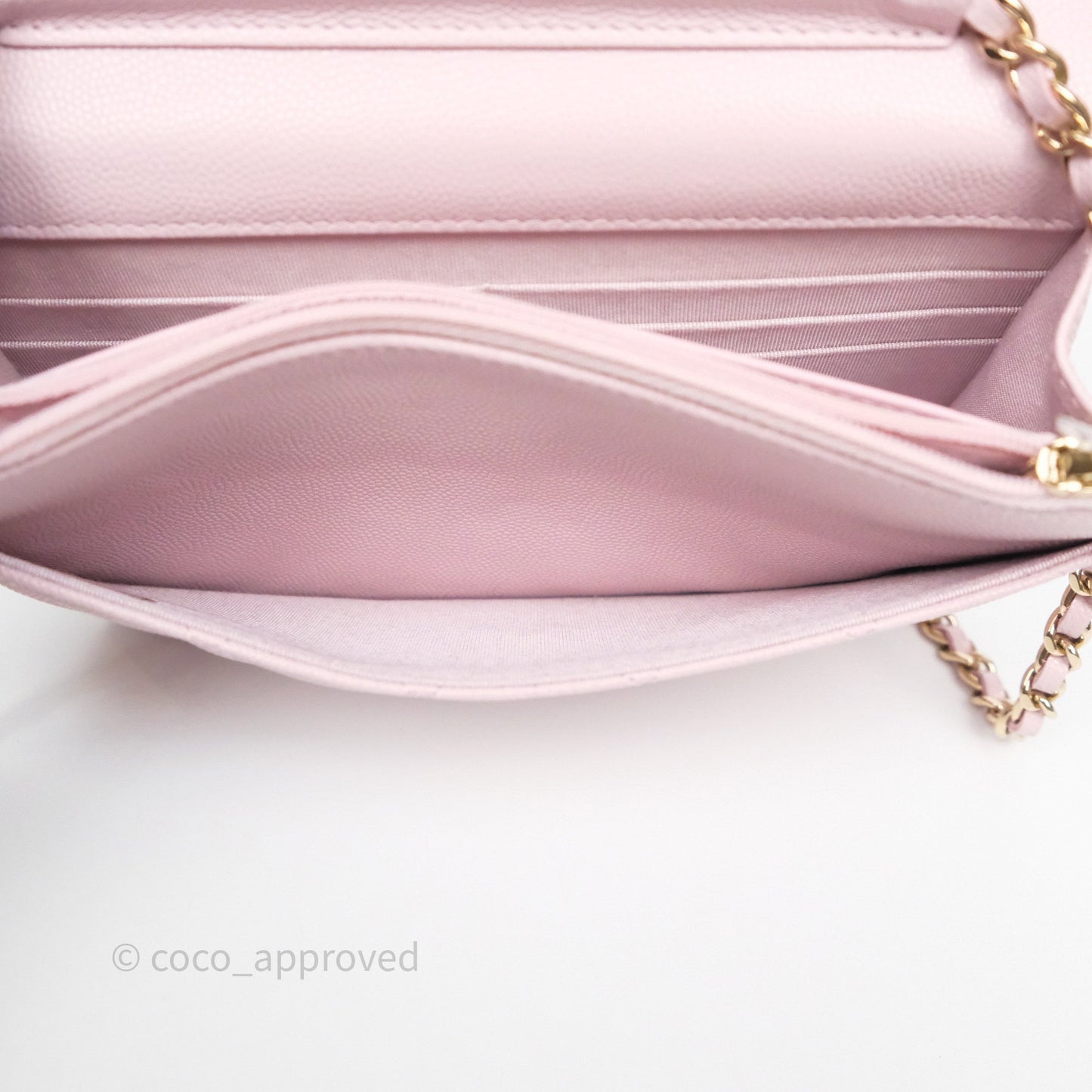 Chanel Classic Quilted Wallet On Chain WOC Pink Caviar Gold Hardware