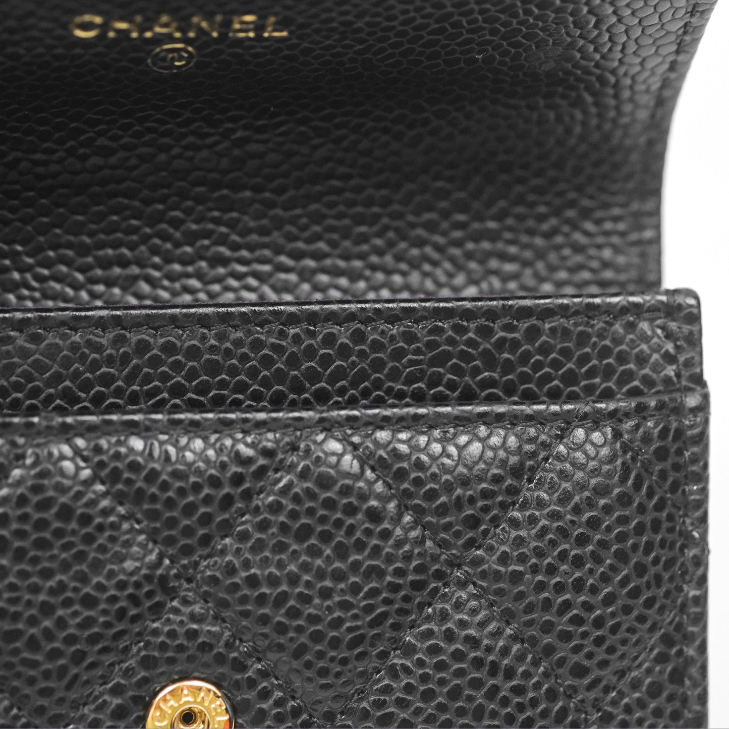Chanel Quilted Flap Card Holder Black Caviar Gold Hardware