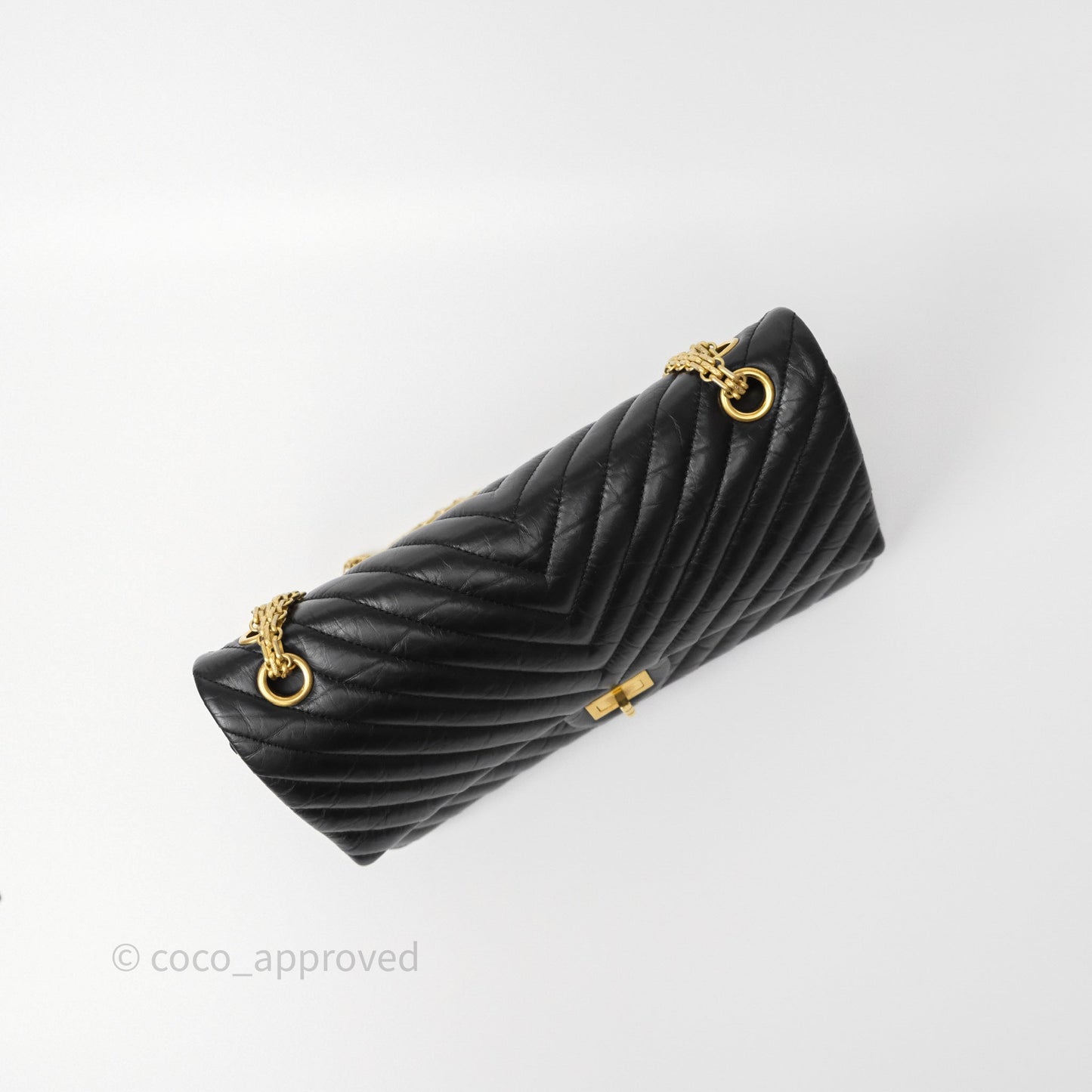 Chanel Reissue 226 Chevron Black Aged Calfskin Aged Gold Hardware