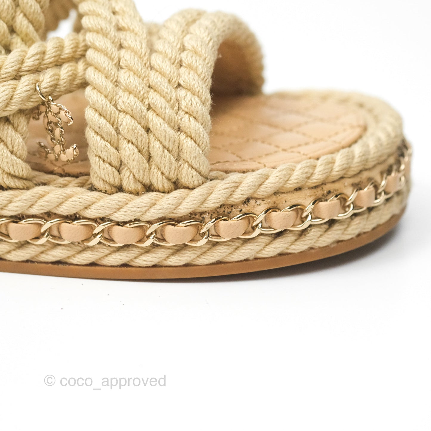 Chanel Cord Chain Slides Size 39
