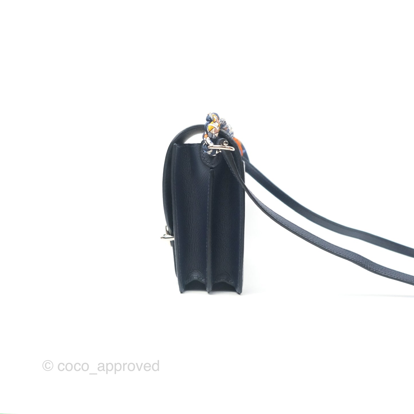 Hermès Roulis Mini 18 Blue Nuit Evercolor Palladium Hardware