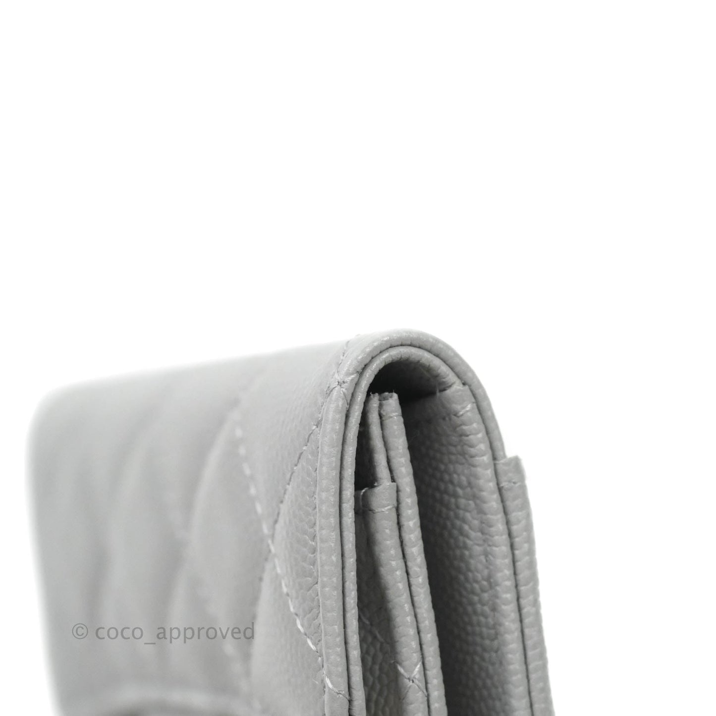 Chanel Caviar Quilted Flap Card Holder Grey Gold Hardware 21A