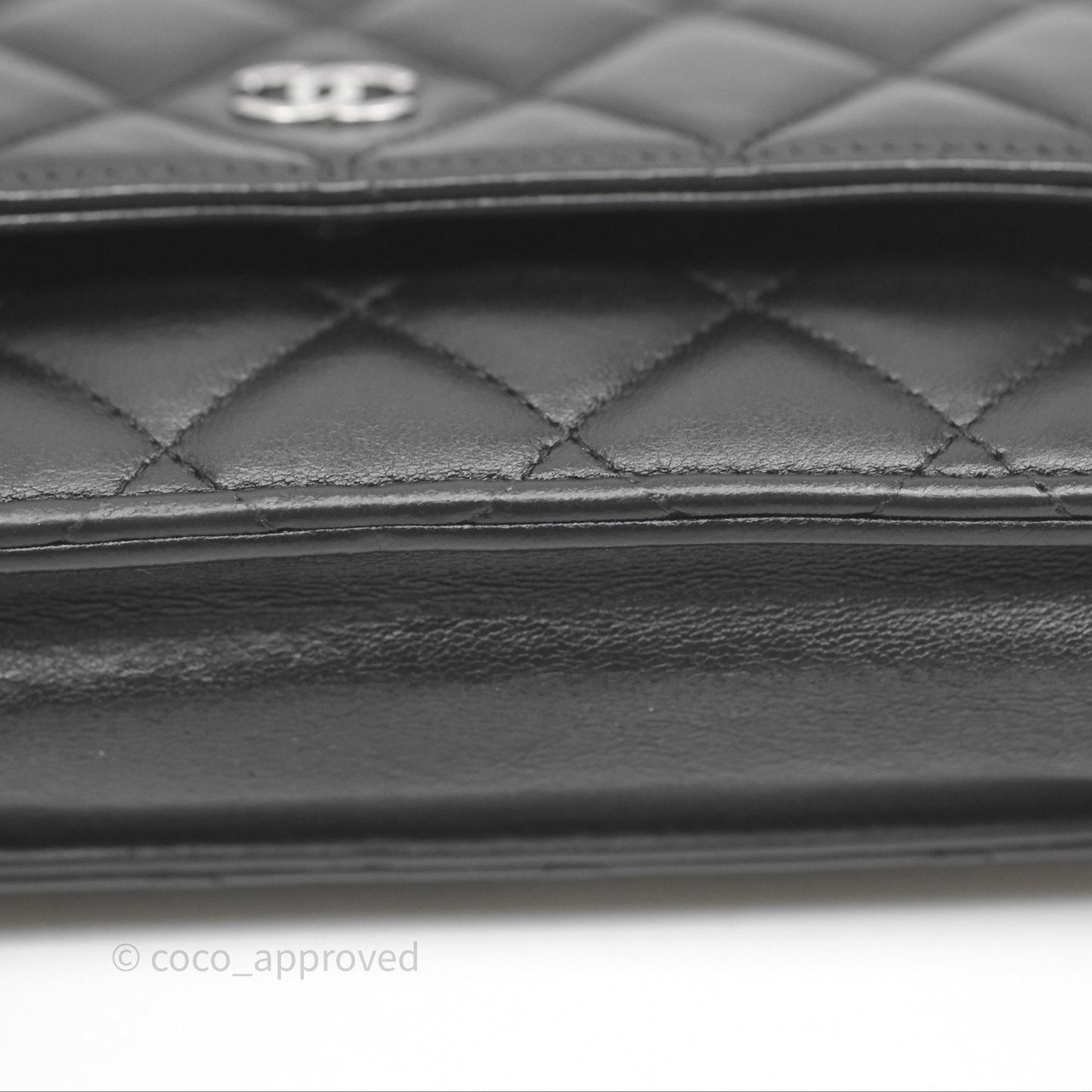 Chanel Quilted WOC Black Lambskin Silver Hardware