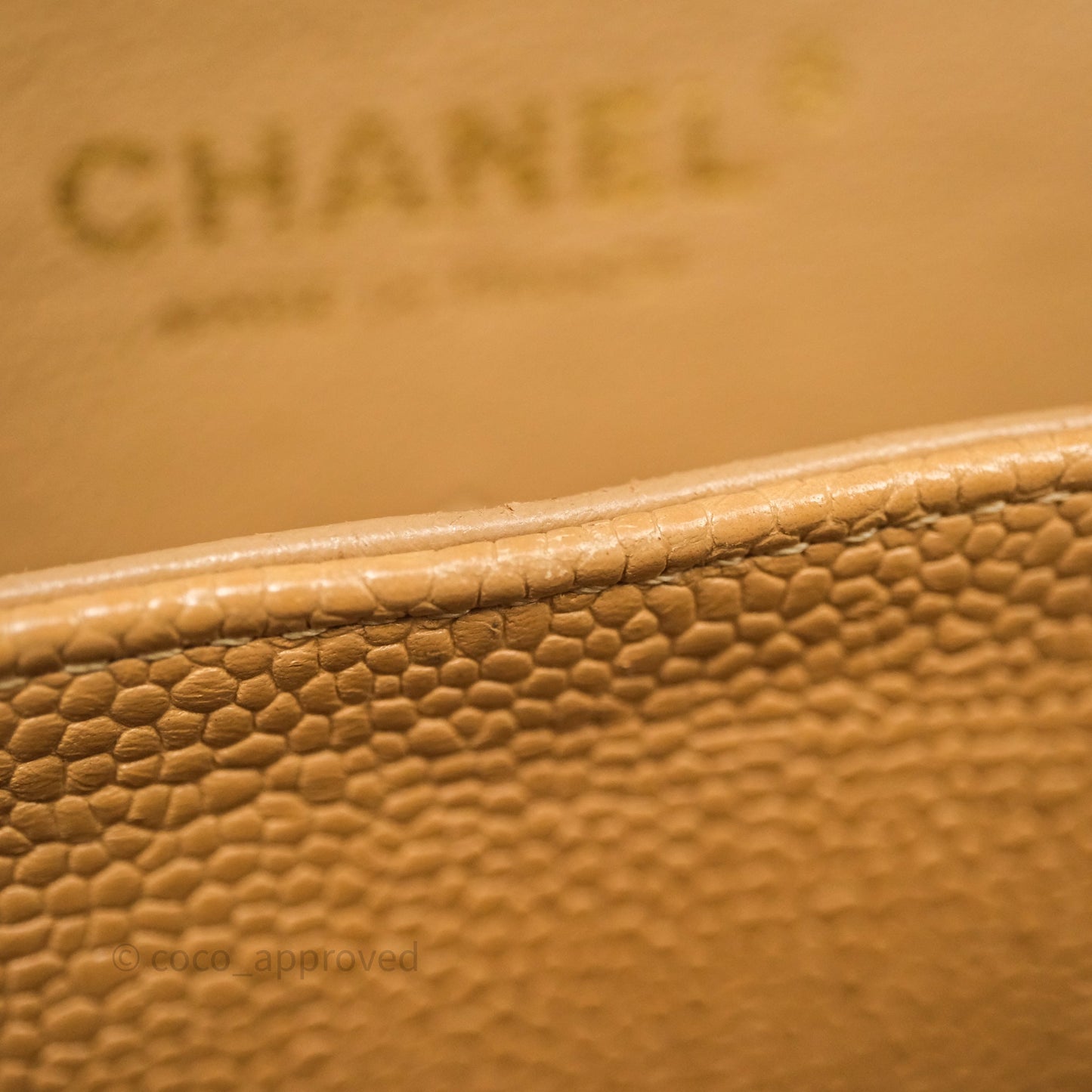 Chanel Vintage Small Classic Flap Beige Claire Caviar 24K Gold Hardware