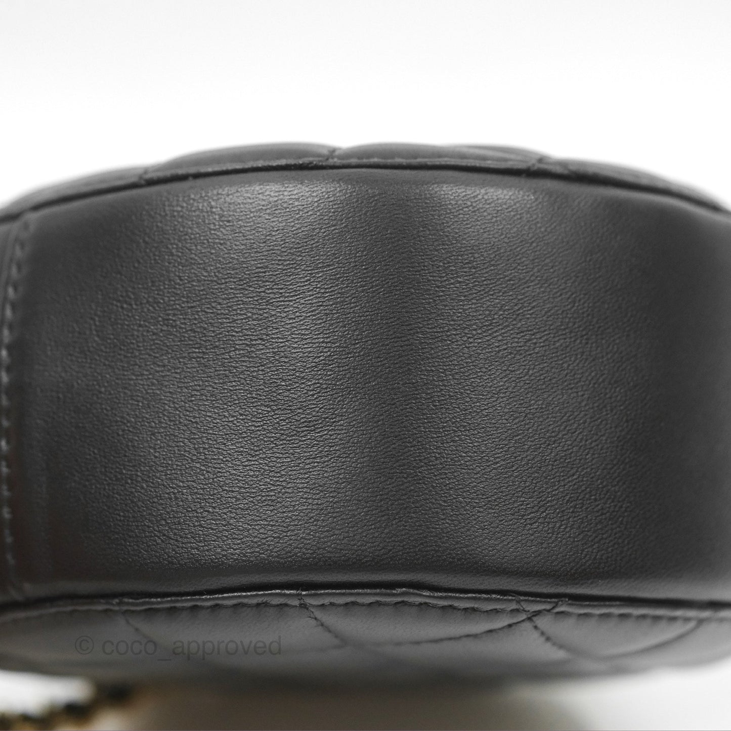 Chanel Quilted Round Pearl Crush Clutch With Chain Black Lambskin Aged Gold Hardware