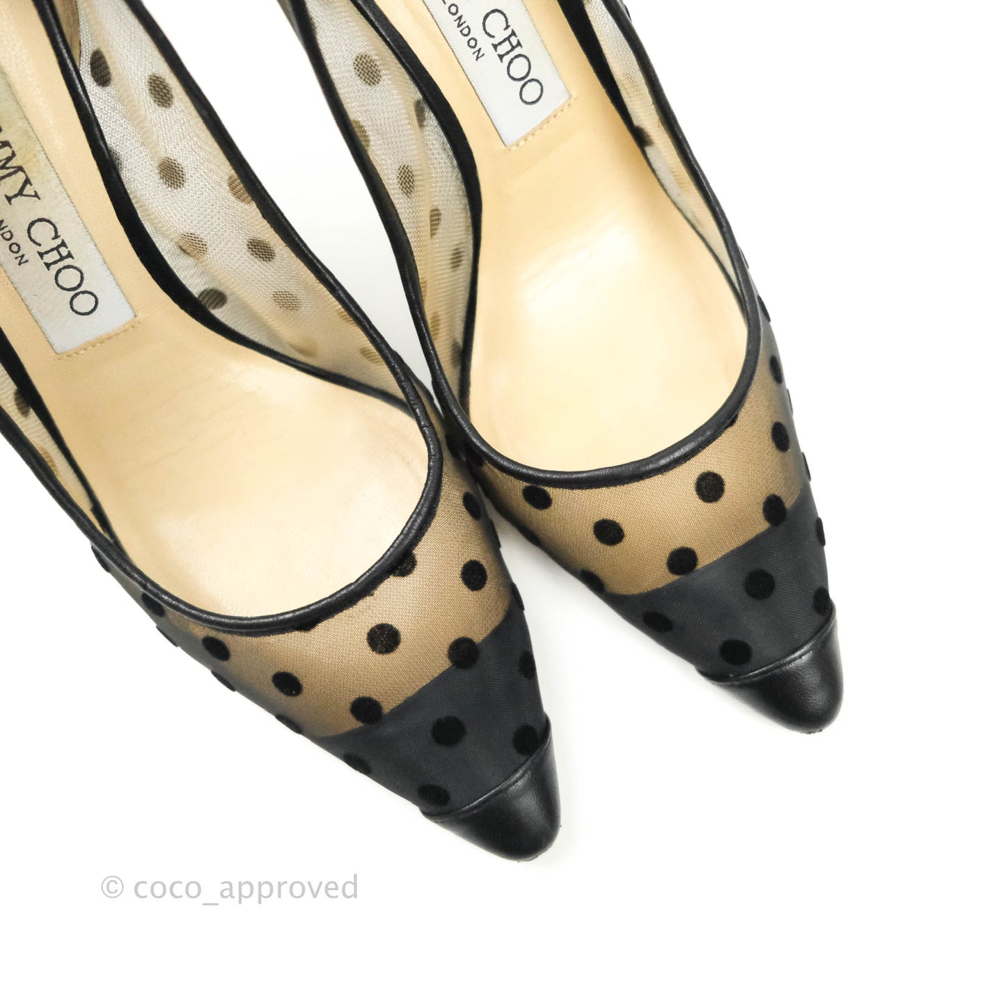 Jimmy Choo Romy 100 Polka Dot Mesh Pumps in Black