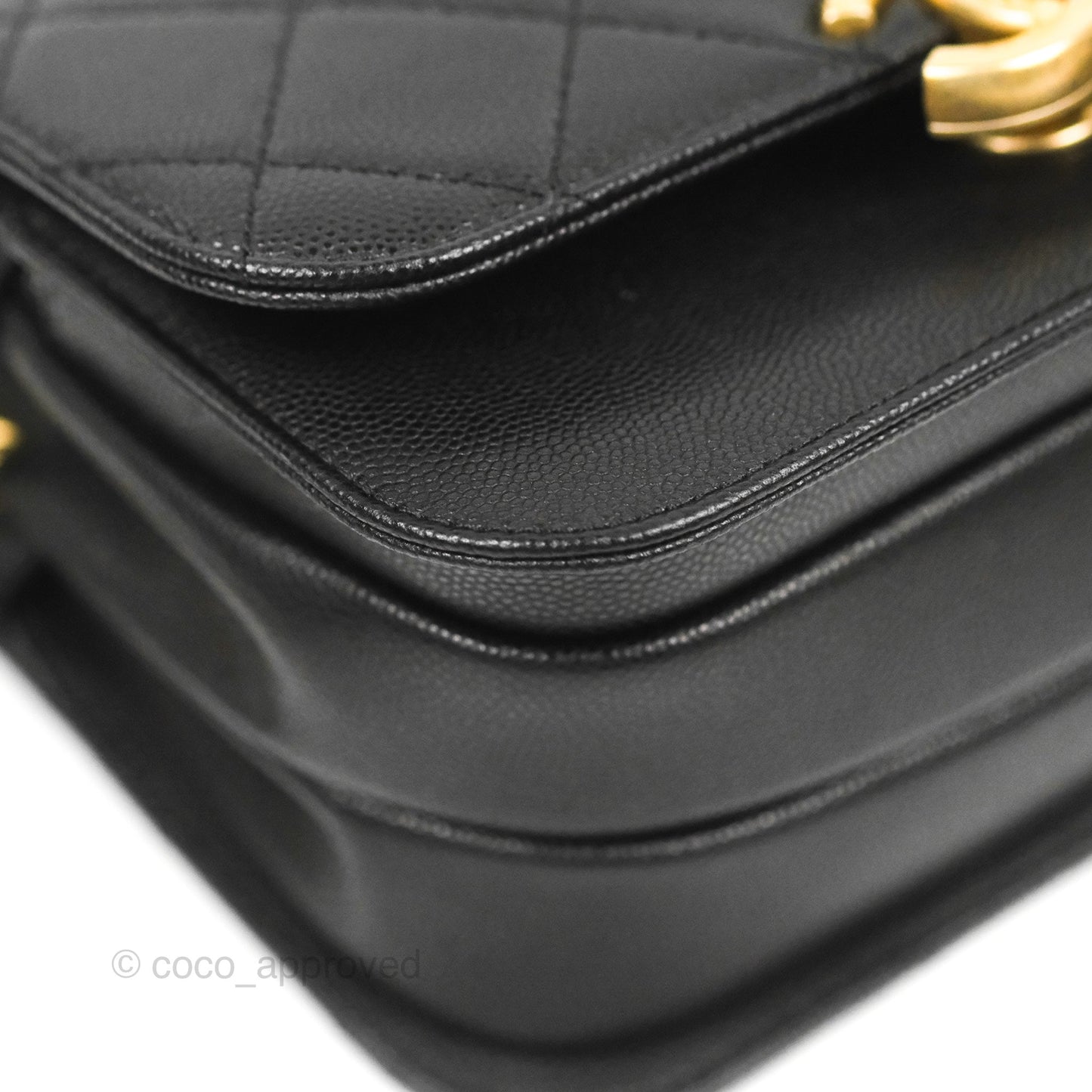 Chanel Mini Messenger Bag Black Caviar Aged Gold Hardware 21K