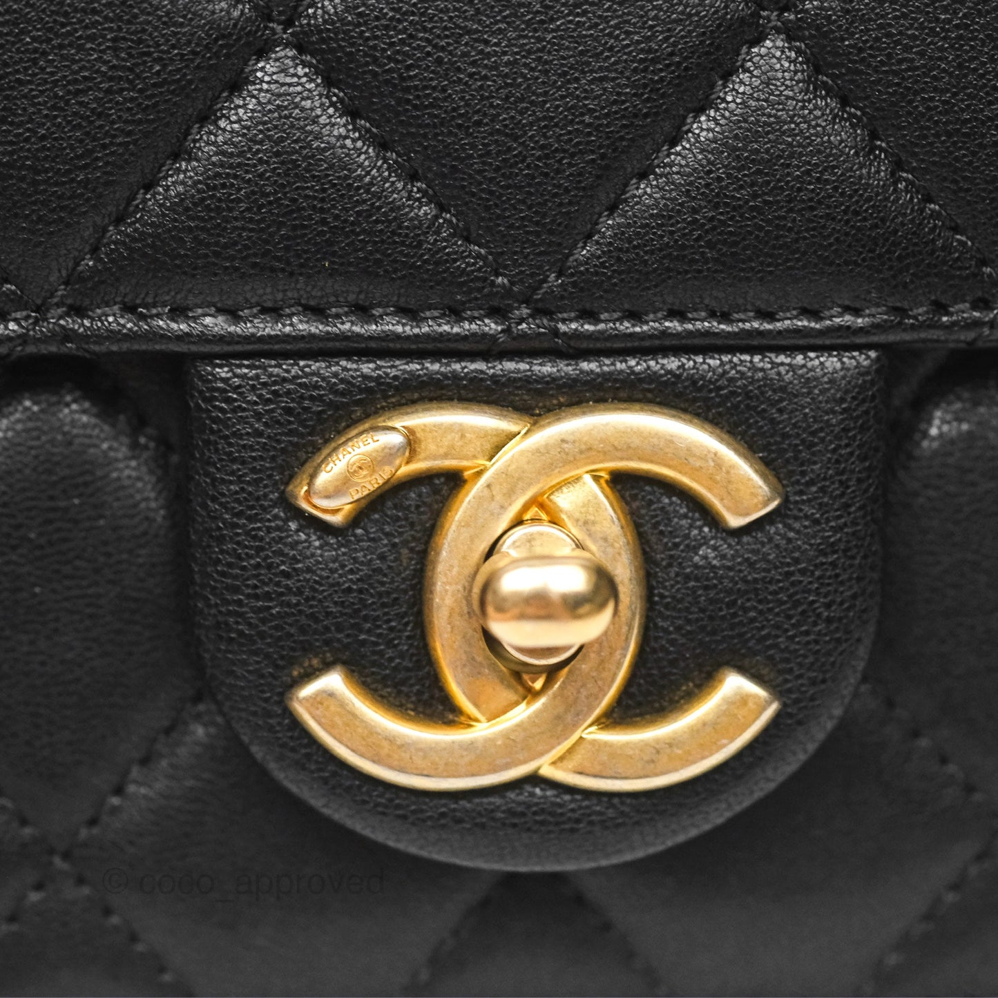 Chanel Small Chic Pearls Flap Quilted Black Goatskin Aged Gold Hardware