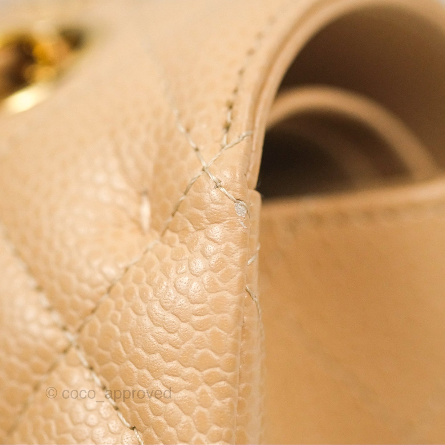 Chanel Small Quilted Classic Flap Beige Caviar Gold Hardware