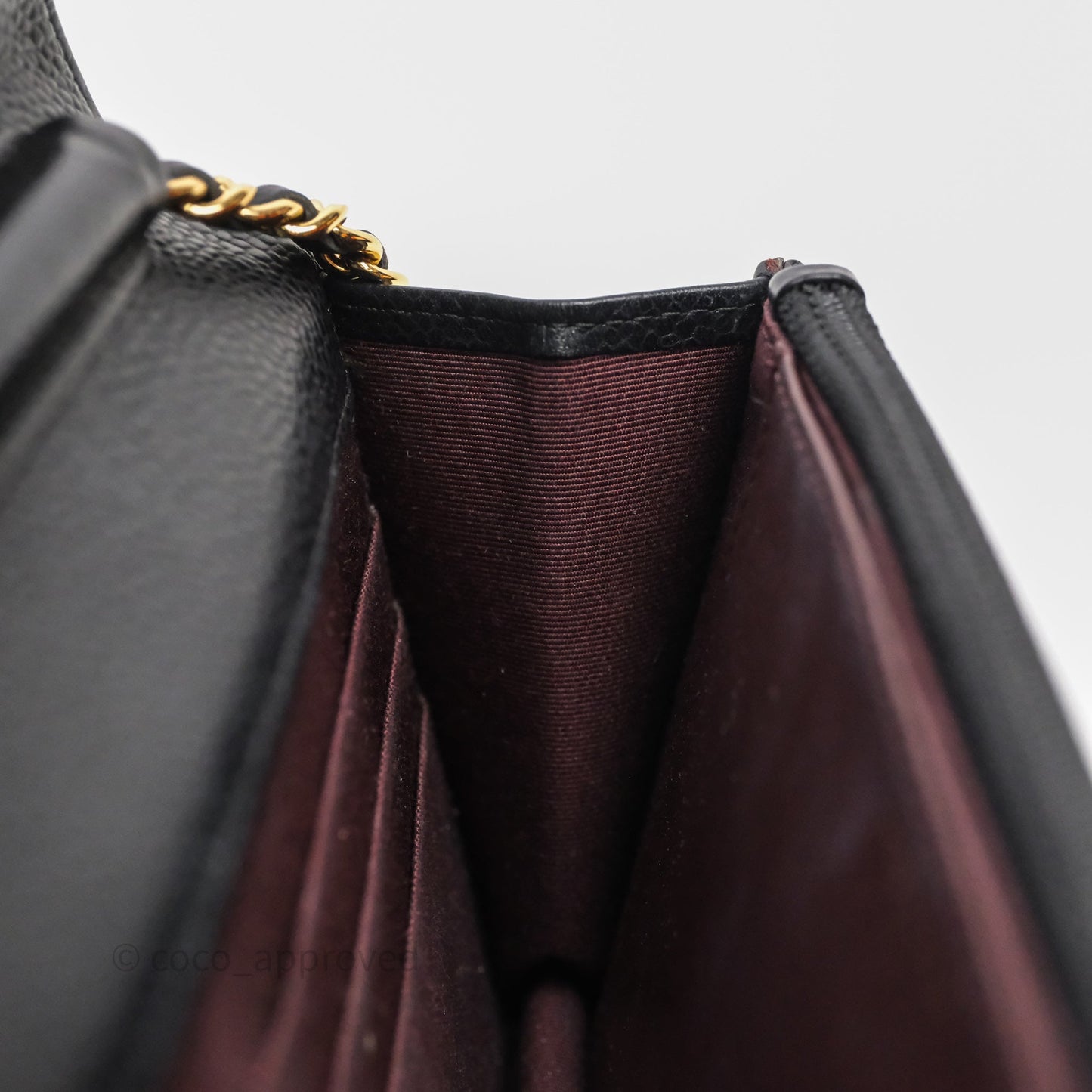 Chanel Classic Wallet On Chain WOC Quilted Black Caviar Gold Hardware