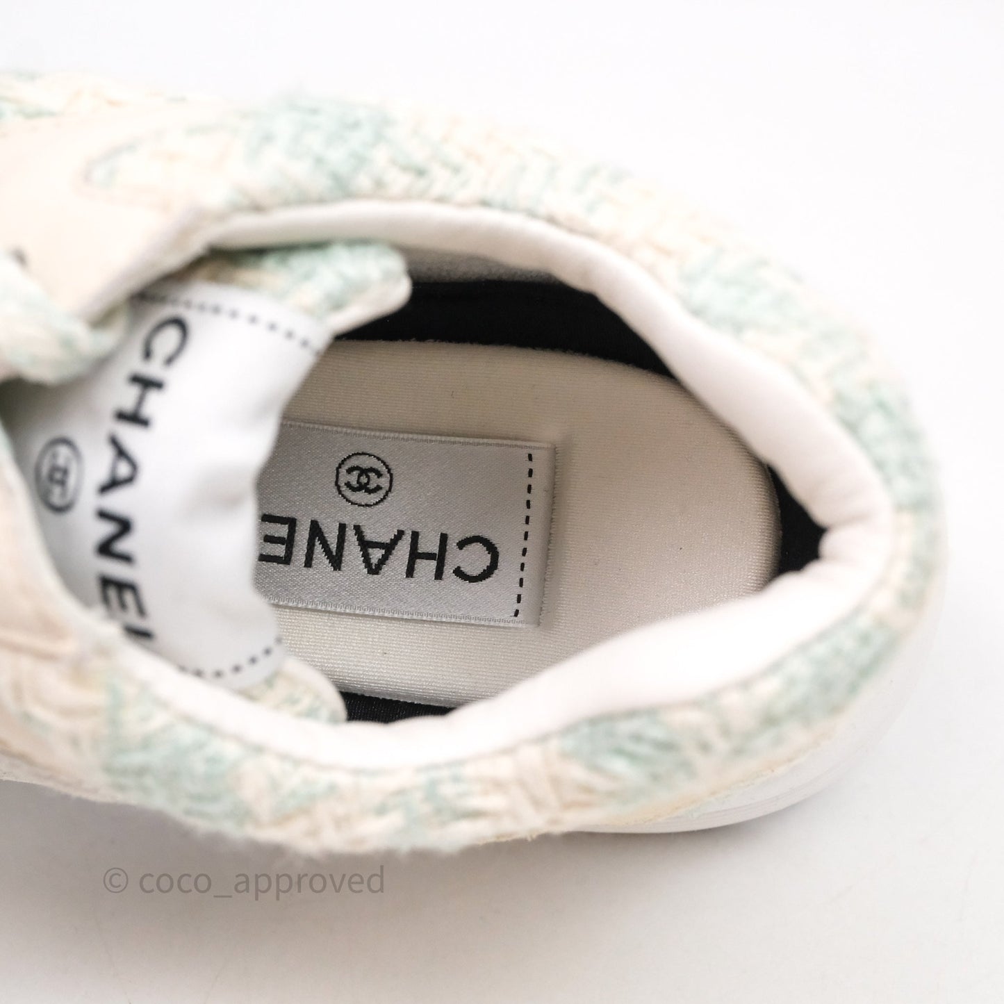 Chanel CC Sneakers Beige/ Blue Tweed Size 39