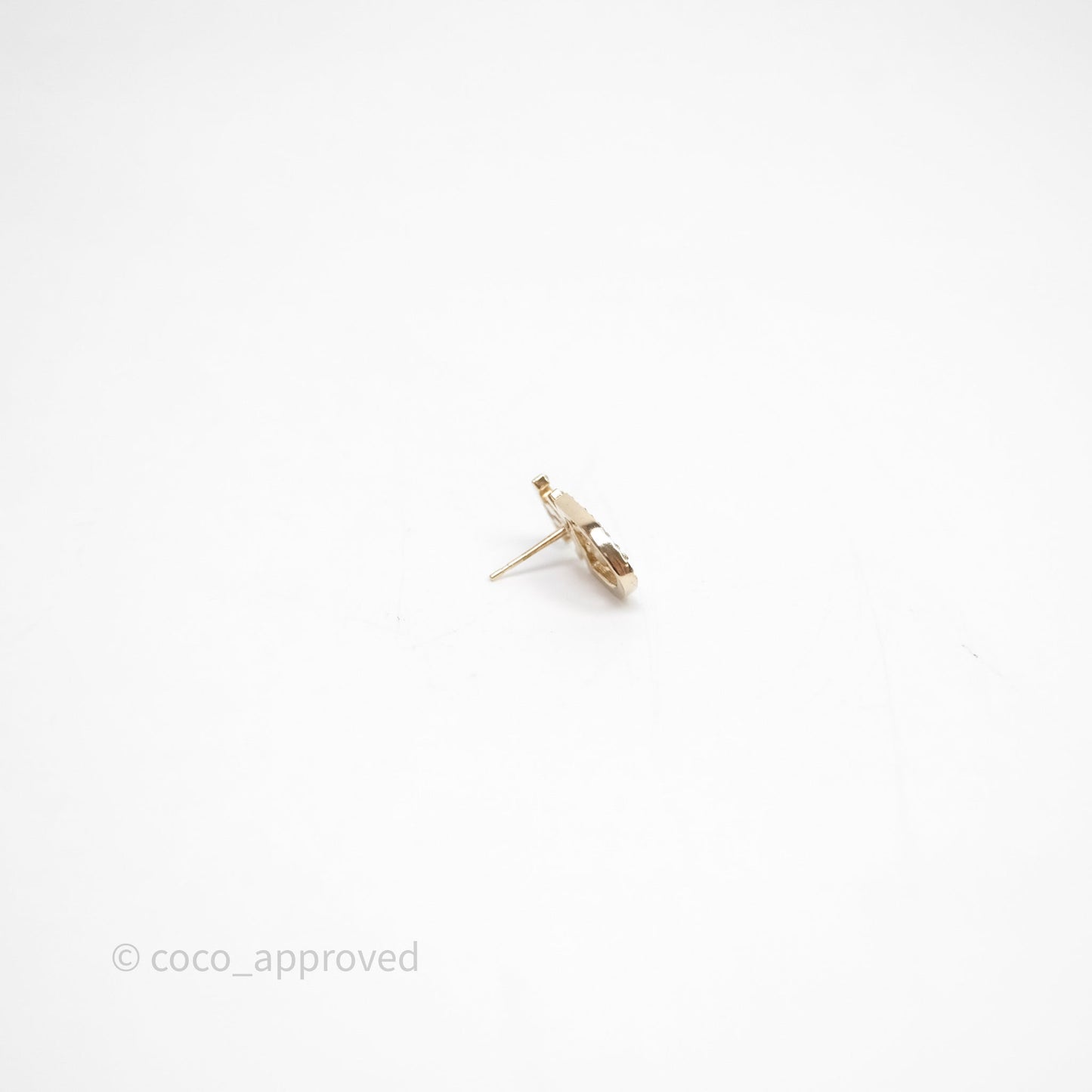 Chanel Crystal CC Clover Earrings Gold Tone 20B