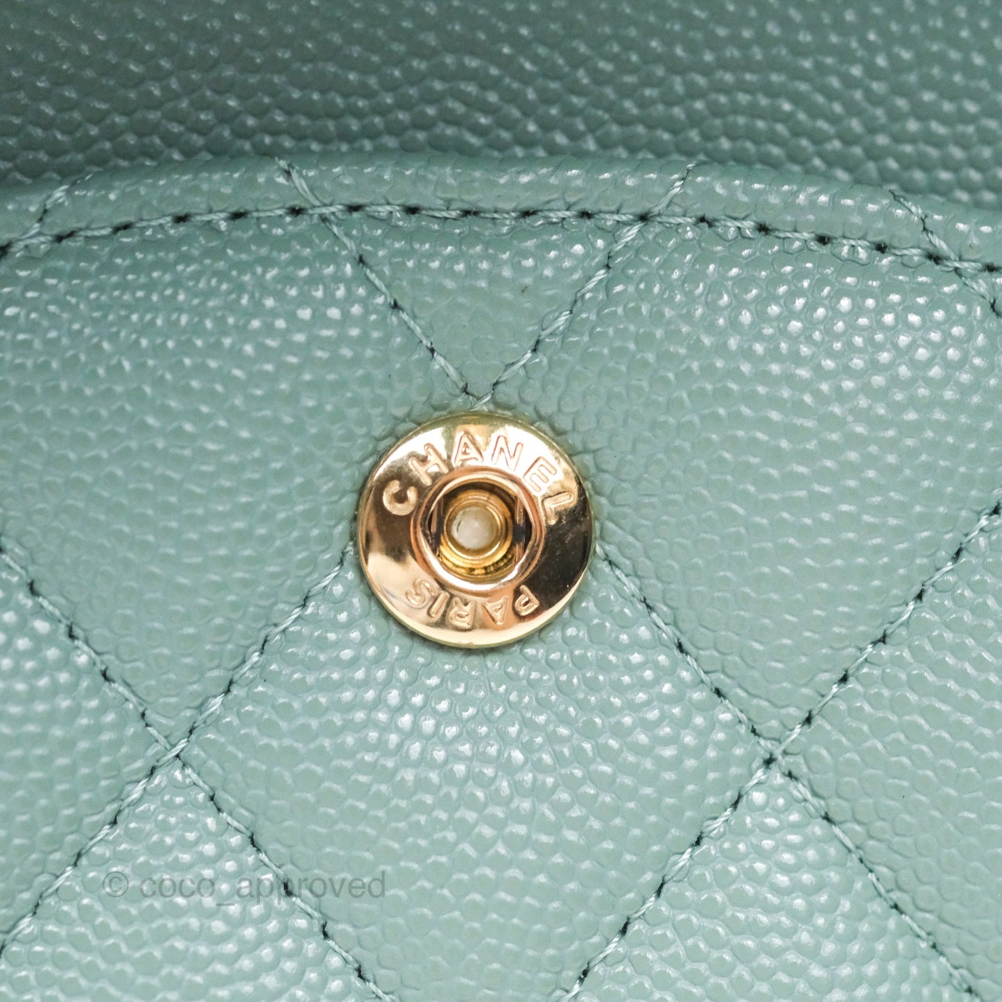 Chanel Classic M/L Medium Flap Quilted Tiffany Seafoam Green Caviar Gold Hardware