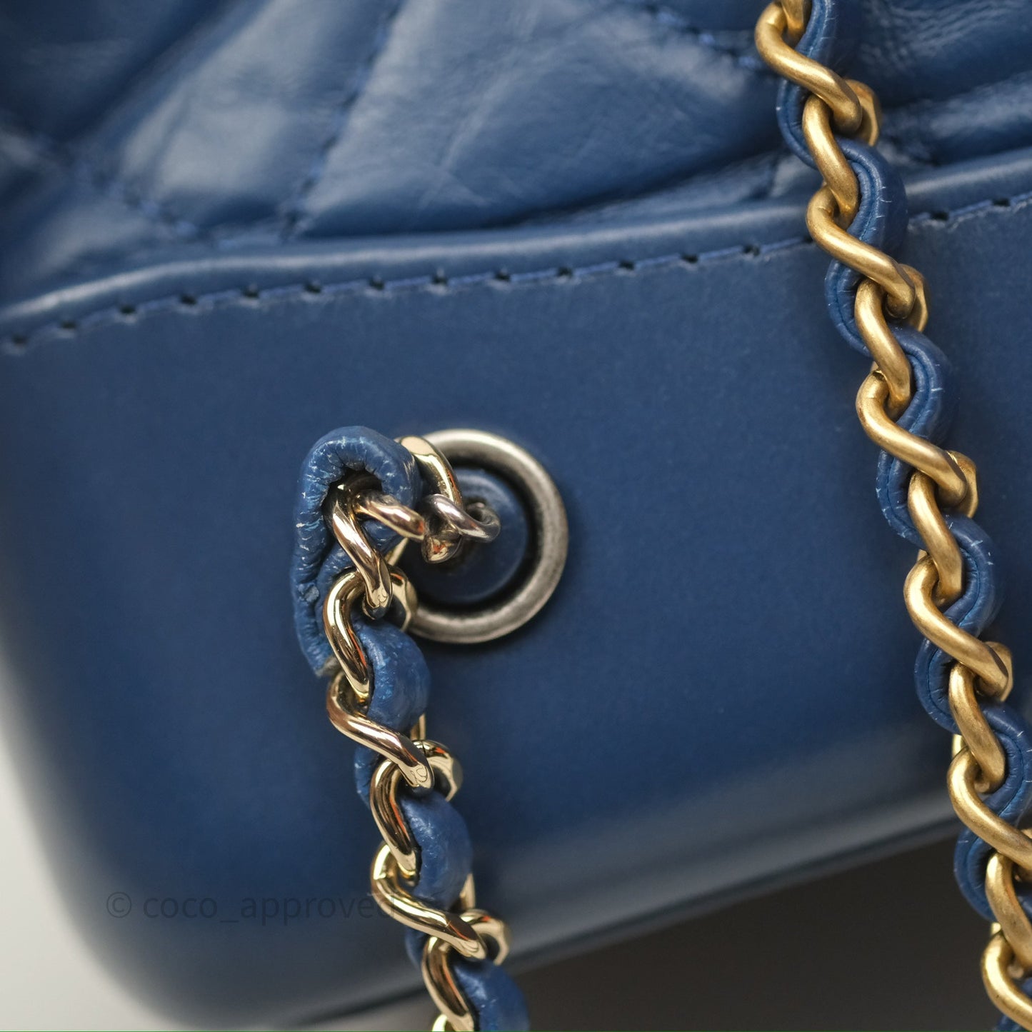 Chanel Small Gabrielle Backpack Blue Aged Calfskin