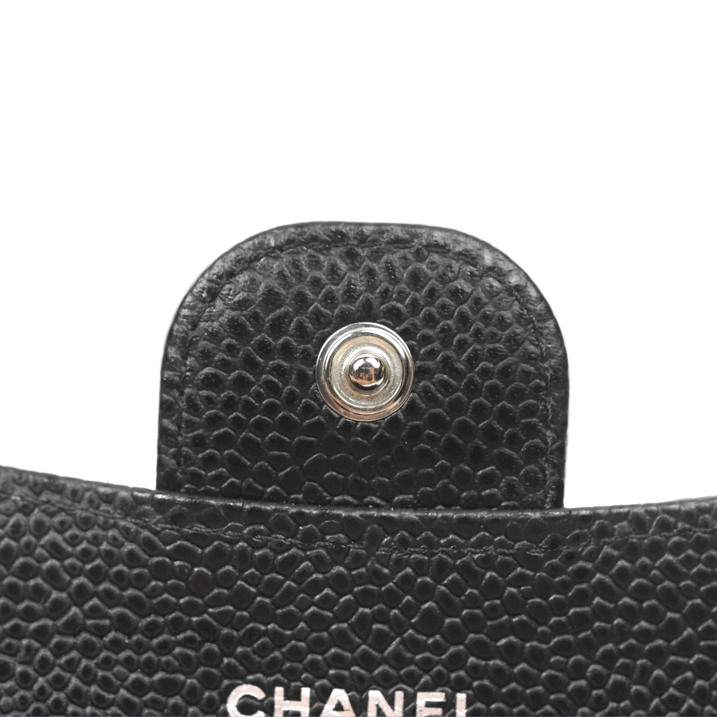 Chanel Quilted Flap Card Holder Black Caviar Silver Hardware