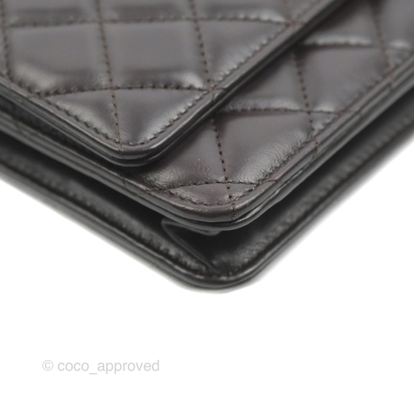 Chanel Quilted Wallet on Chain WOC Adjustable Chain Brown Lambskin Aged Gold Hardware 22K