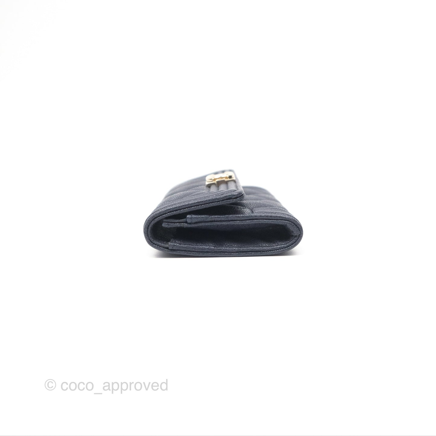 Chanel Quilted Boy Flap Card Holder Navy Caviar Gold Hardware