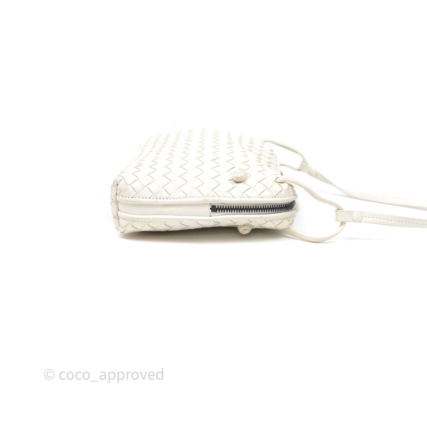 Bottega Veneta Nodini Crossbody Bag White Nappa Intrecciato