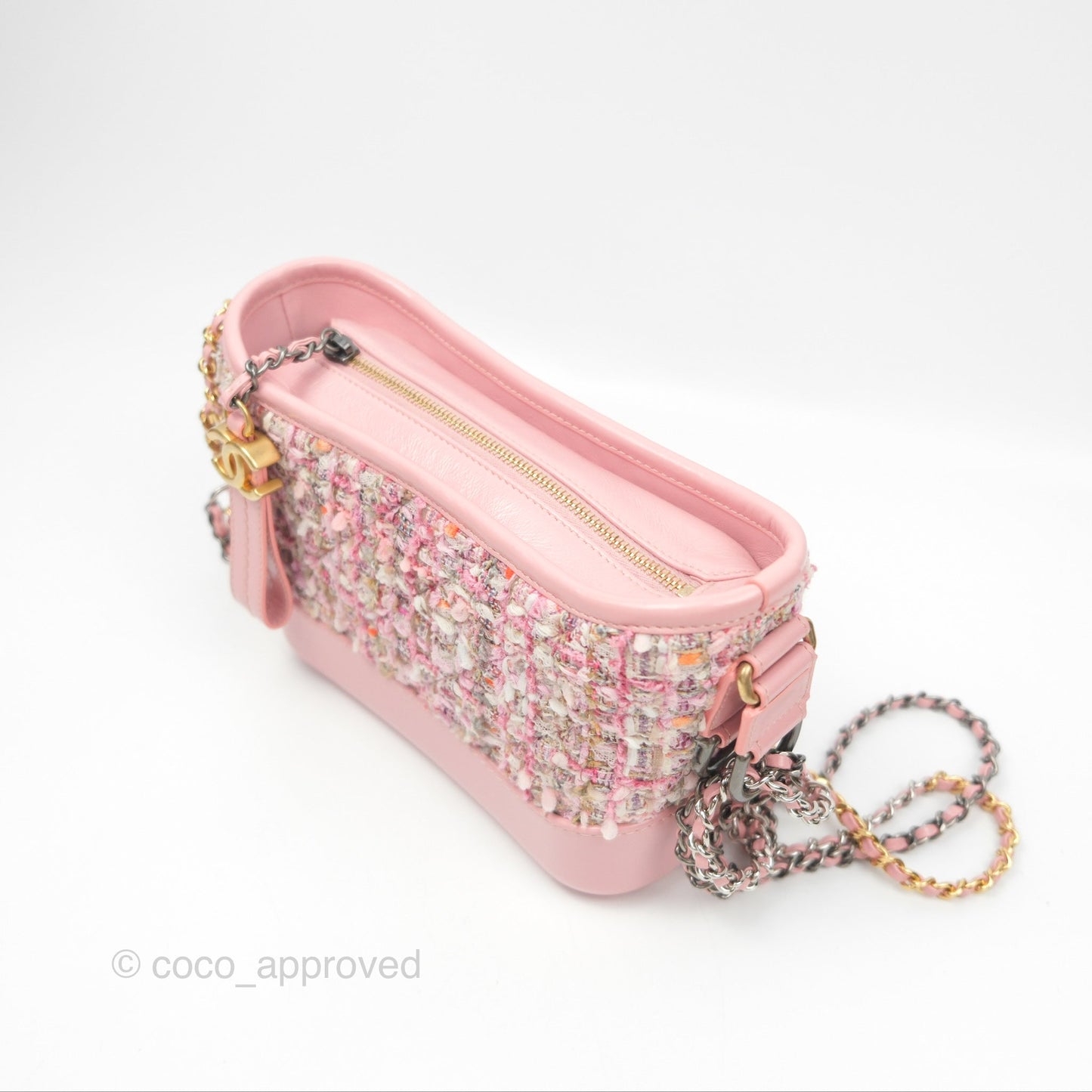 Chanel Small Gabrielle Hobo Quilted Pink Tweed Aged Calfskin