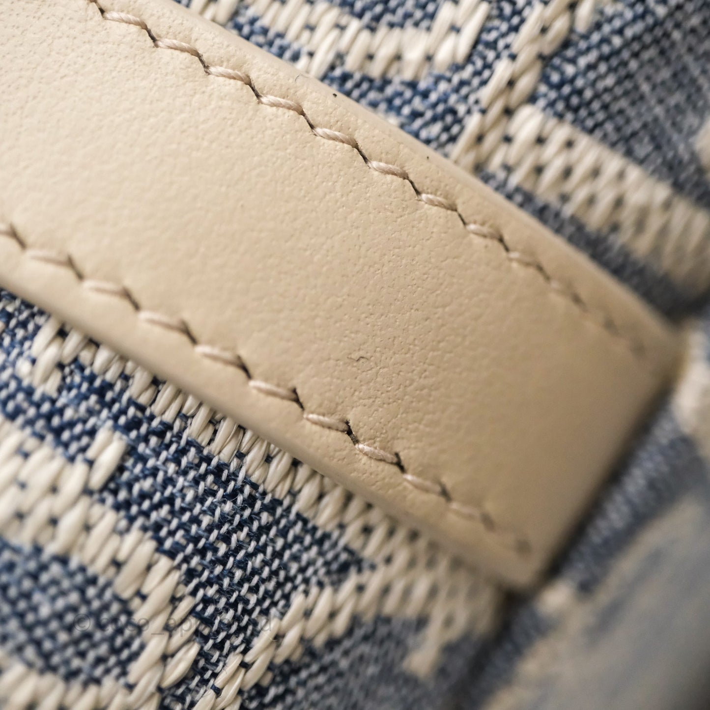 Christian Dior Diorstar Hobo Bag with Chain Blue Dior Oblique Chambray with Raffia Effect