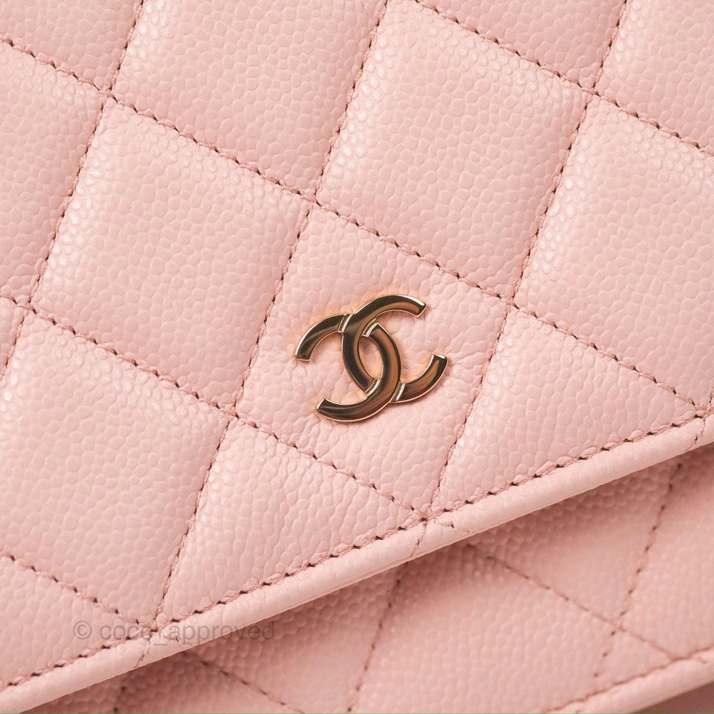 Chanel Quilted Classic Wallet on Chain WOC Light Pink Caviar Gold Hardware