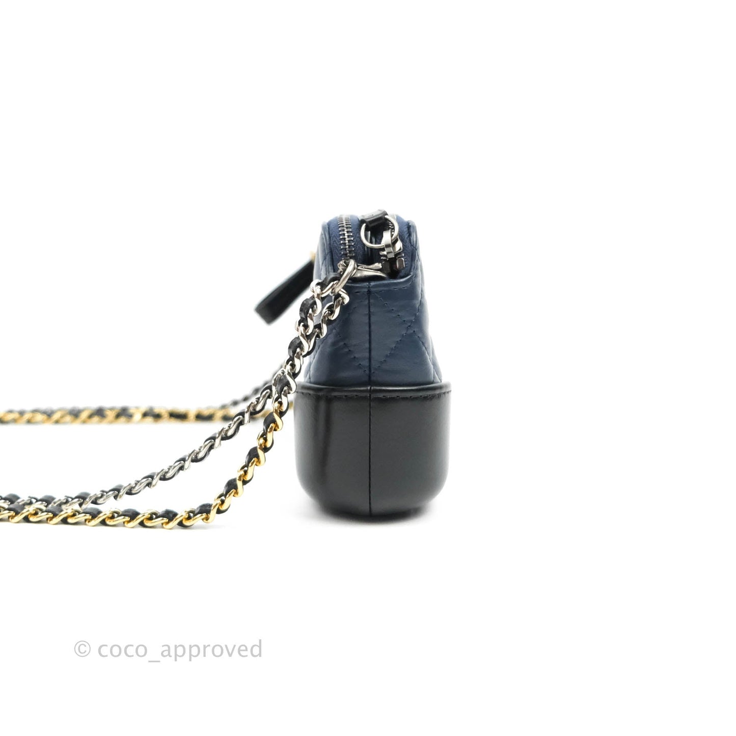 Chanel Gabrielle Clutch With Chain Aged Calfskin Navy Black Mixed Hardware