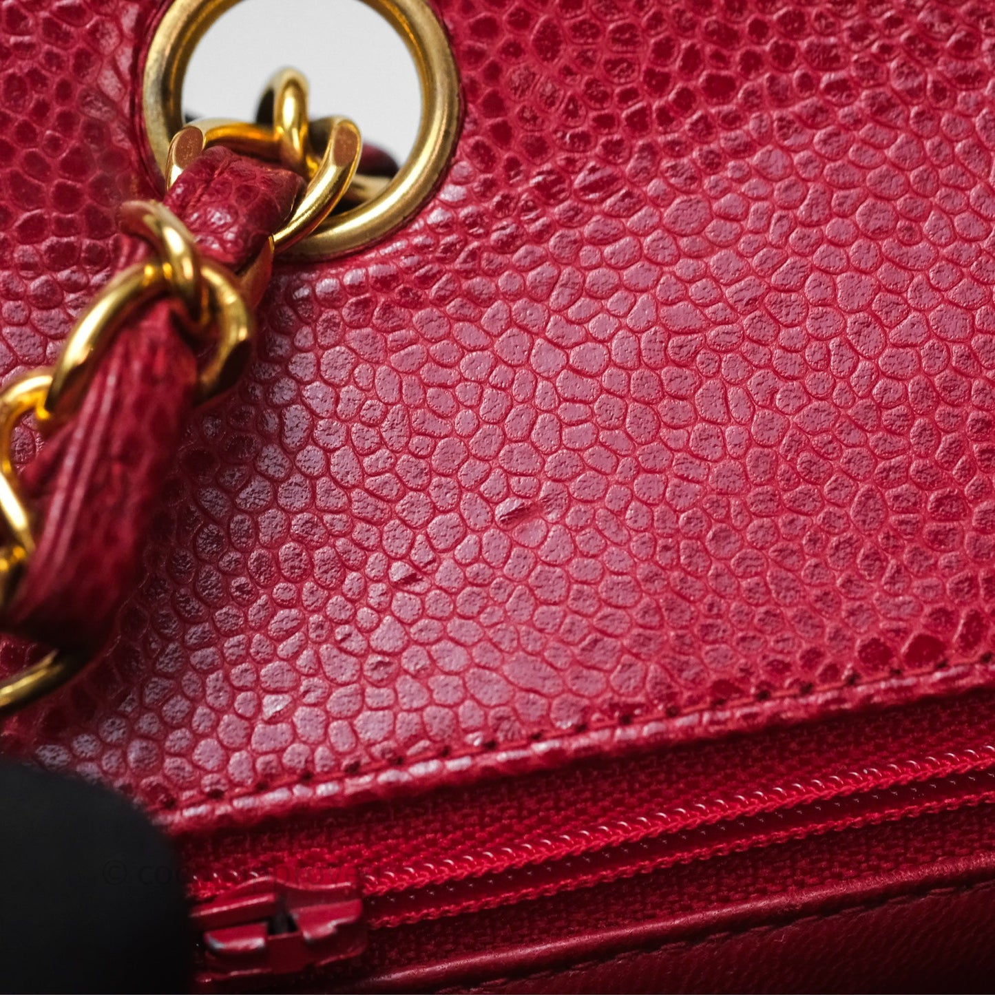 Chanel Medium Vintage Quilted Classic Diana Flap Bag Red Caviar 24K Gold Hardware