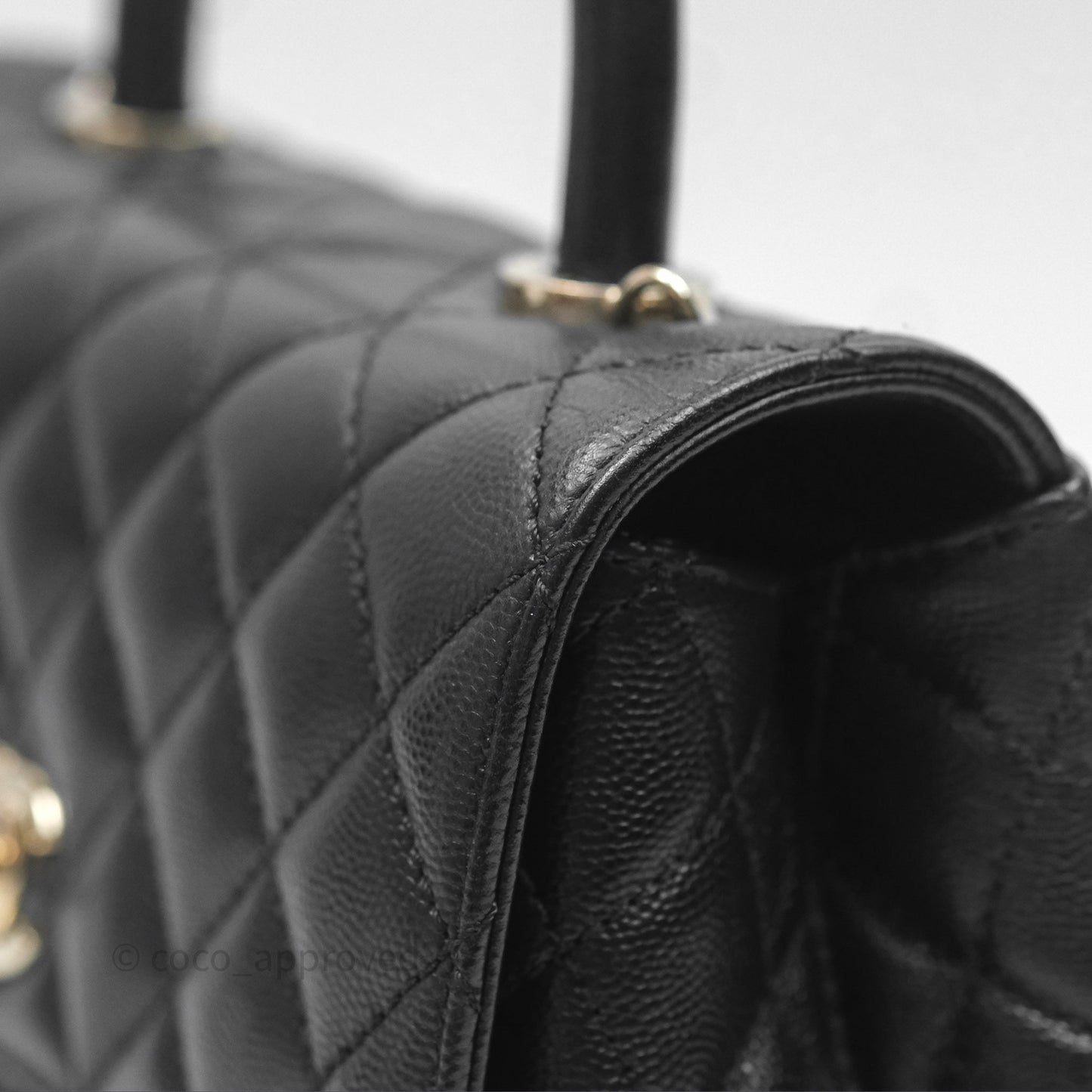 Chanel Small Coco Handle Quilted Black Caviar Gold Hardware