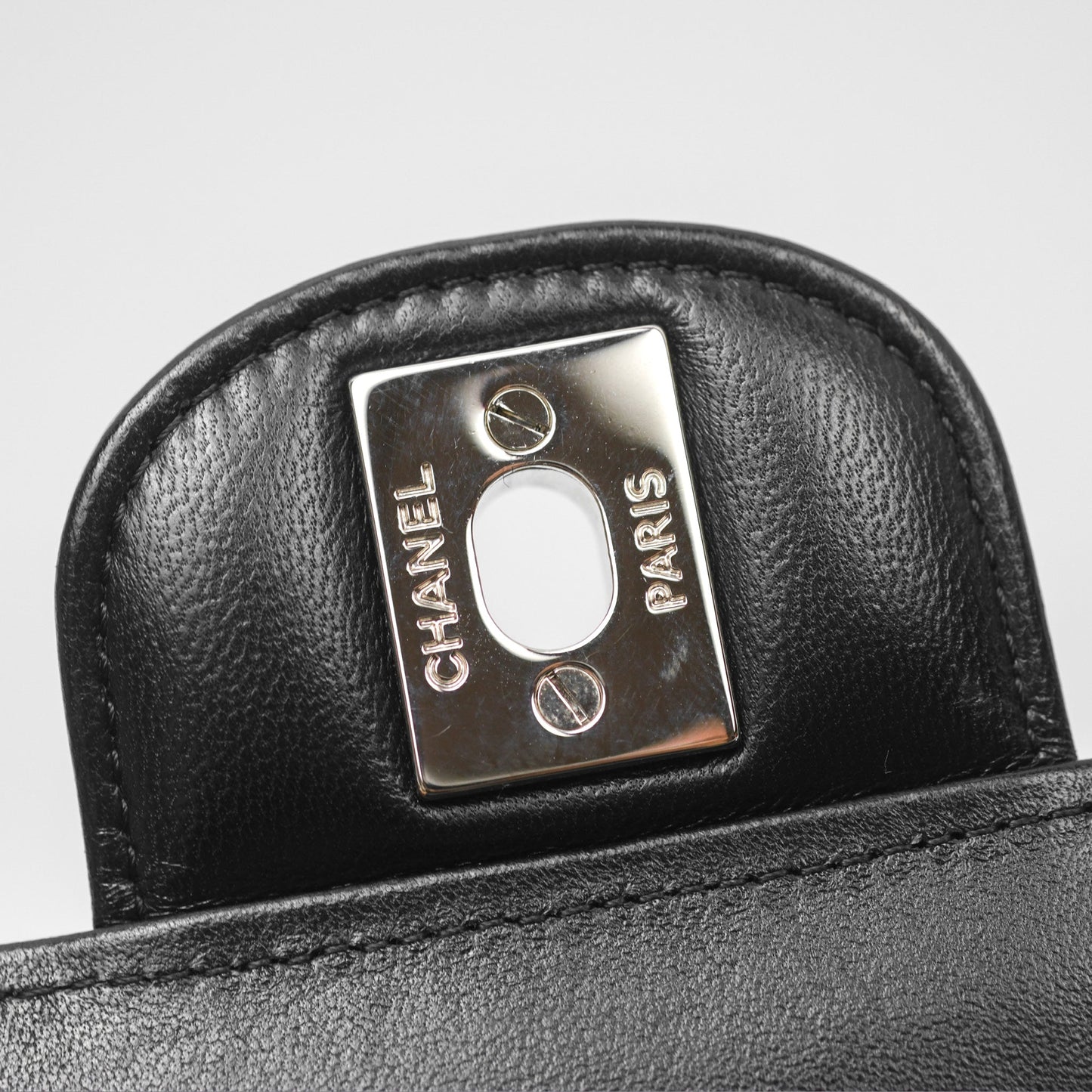 Chanel Small Classic Chevron Flap Black Lambskin Silver Hardware
