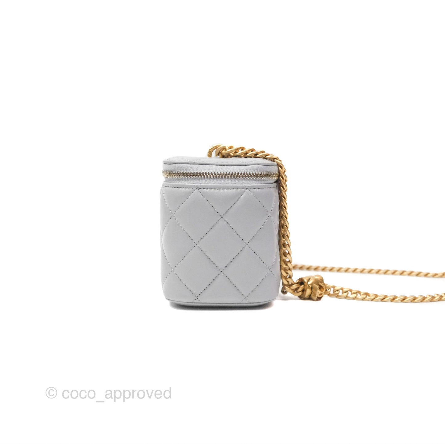 Chanel All Slide Vanity with Adjustable Chain Grey Lambskin Aged Gold Hardware