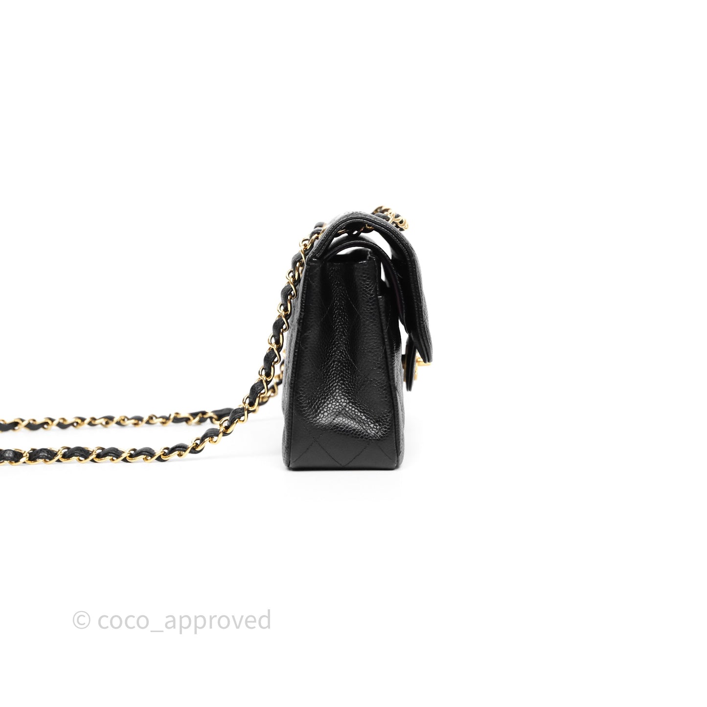 Chanel Small Classic Flap Quilted Black Caviar Gold Hardware