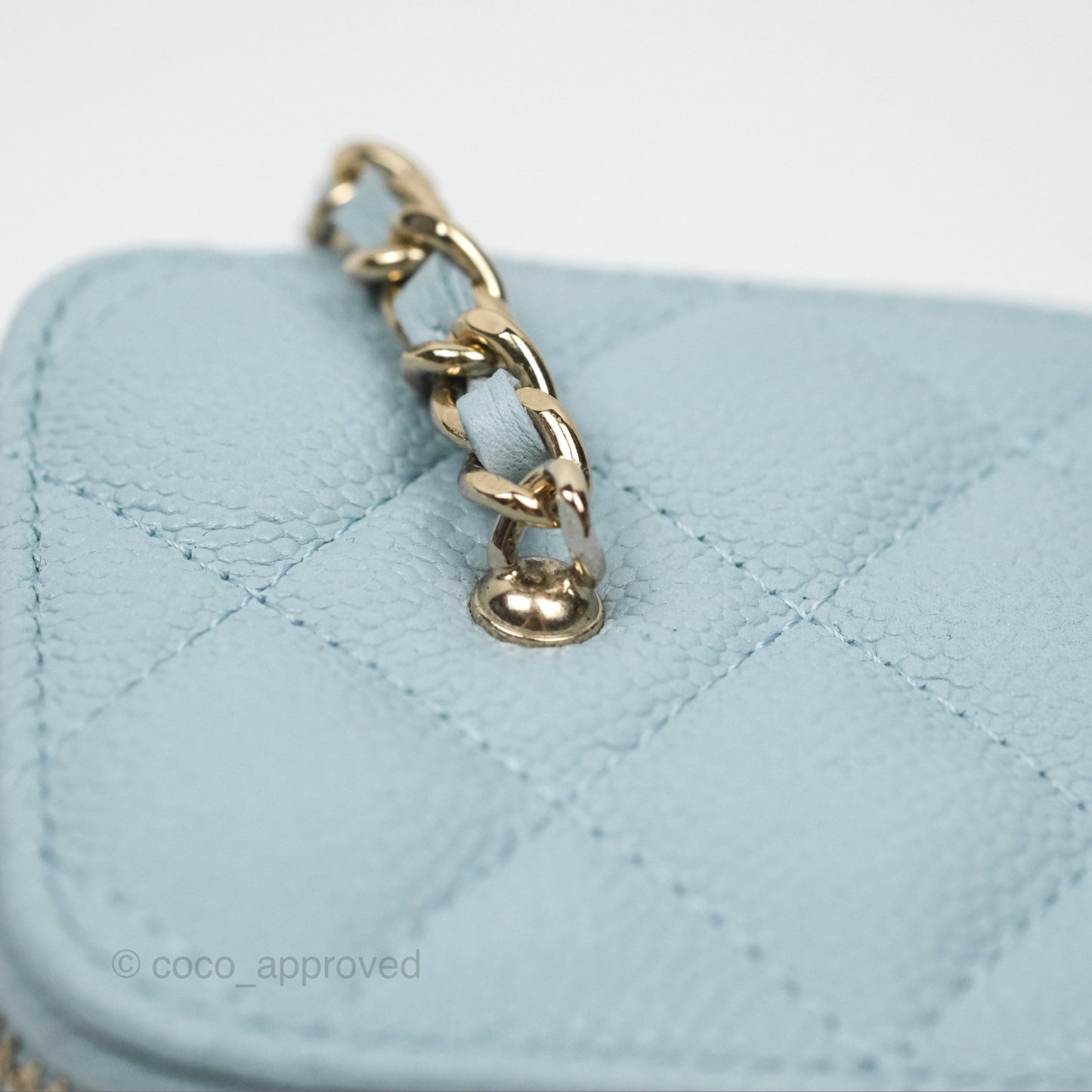 Chanel Vanity with CC Chain Light Blue Caviar Gold Hardware