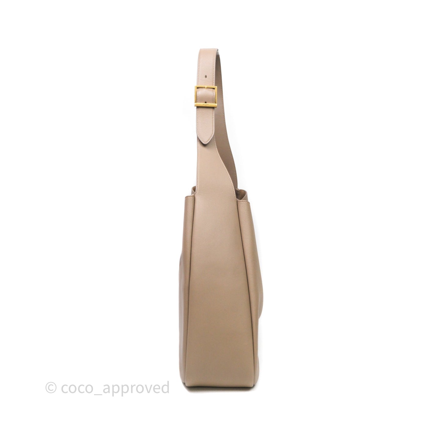 Saint Laurent LE 5 à 7 Supple Large Dusty Grey Grained Leather Gold Hardware