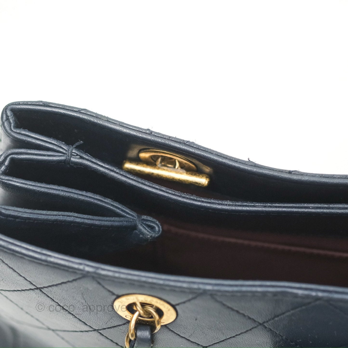 Chanel Medium Around The Corner Shopping Tote Navy Lambskin