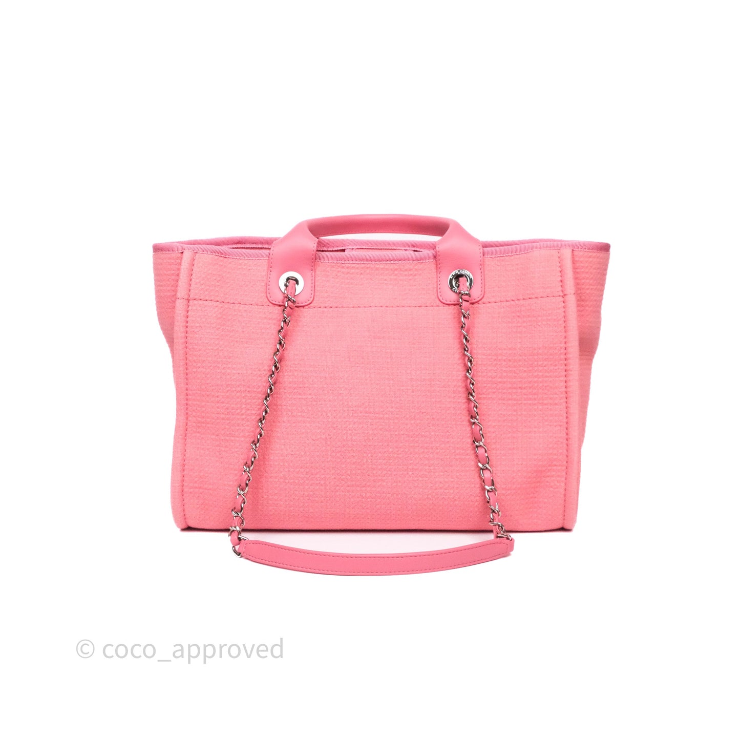 Chanel New Small Deauville Tote Pink Cotton Sliver Hardware