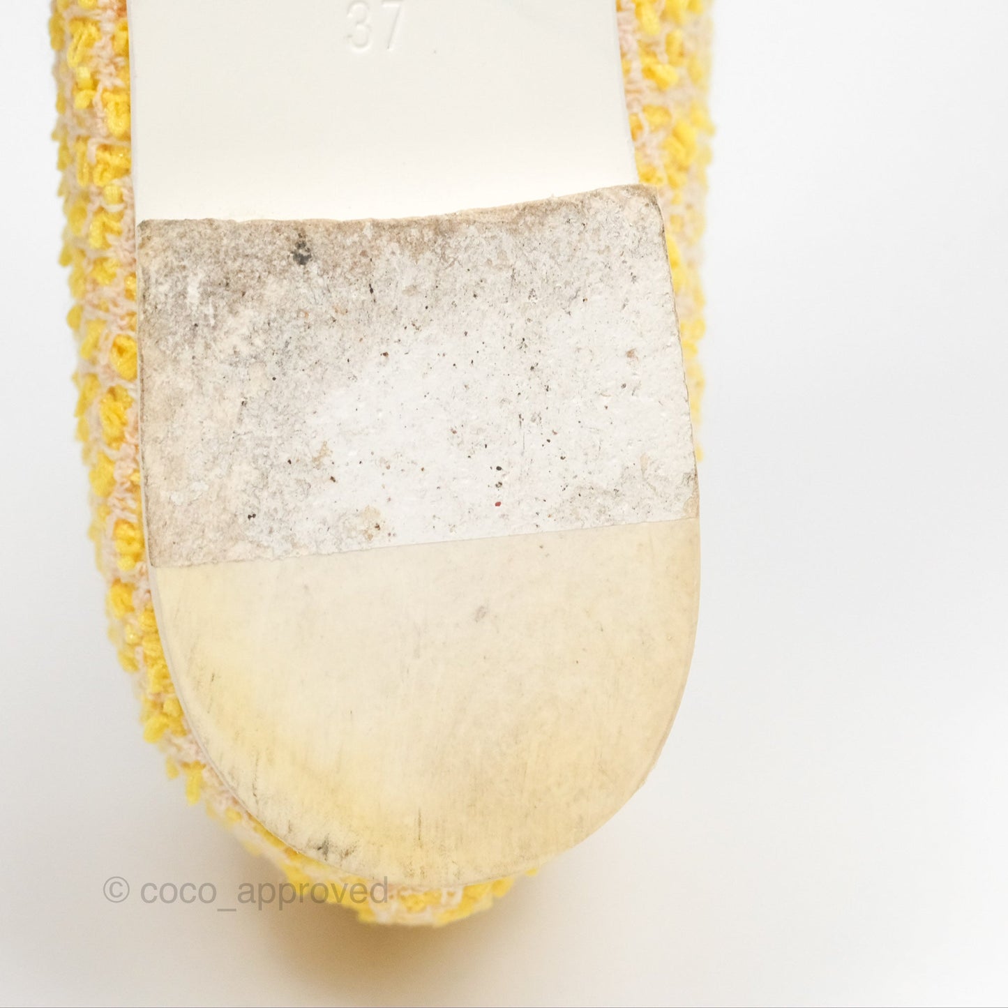 Chanel Ballerina Flats Yellow Tweed White Size 37