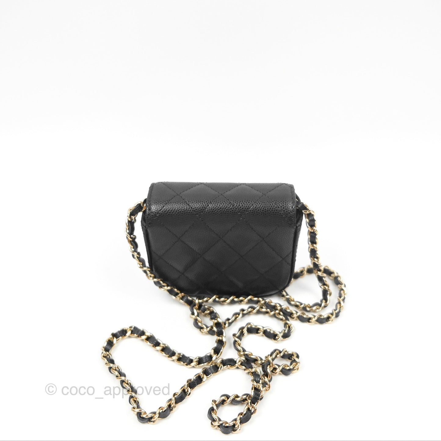 Chanel Mini Clutch With Chain Black Caviar Gold Hardware