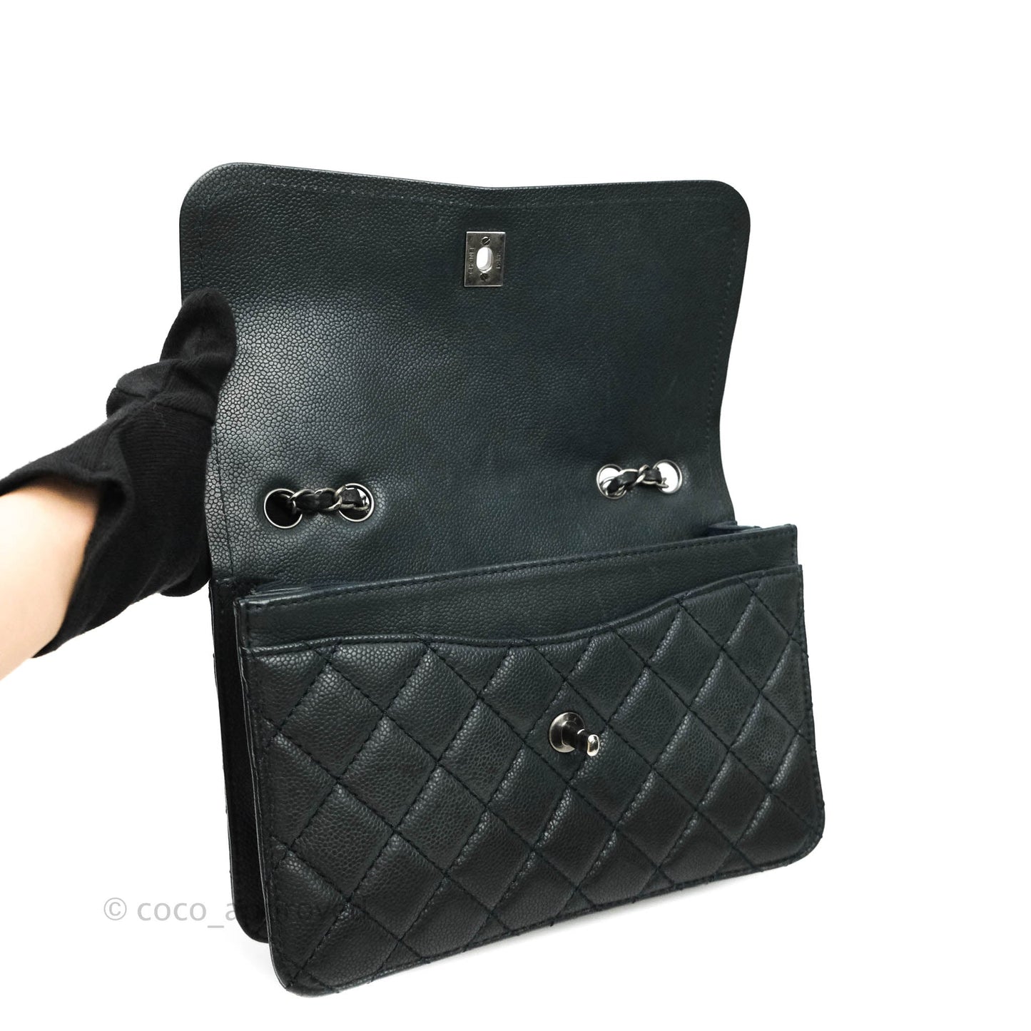 Chanel Medium Flap Caviar Ruthenium Hardware