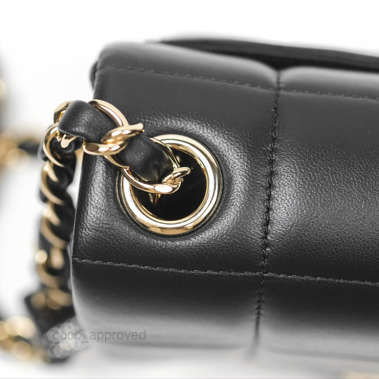 Chanel Mini Monacoco Flap With Dice Logo Chain Lambskin Black Gold Hardware 23C