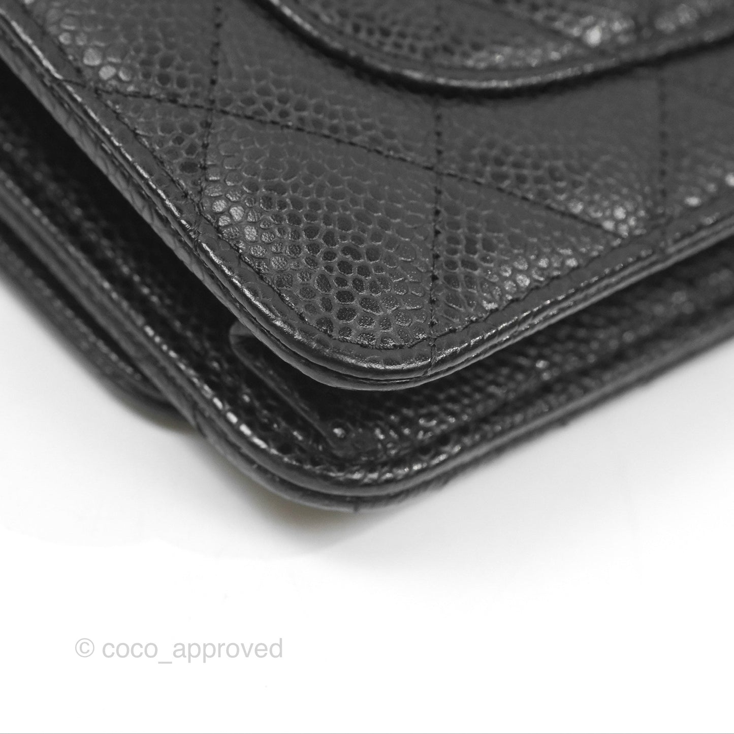 Chanel Quilted Classic Wallet On Chain WOC Black Caviar Silver Hardware