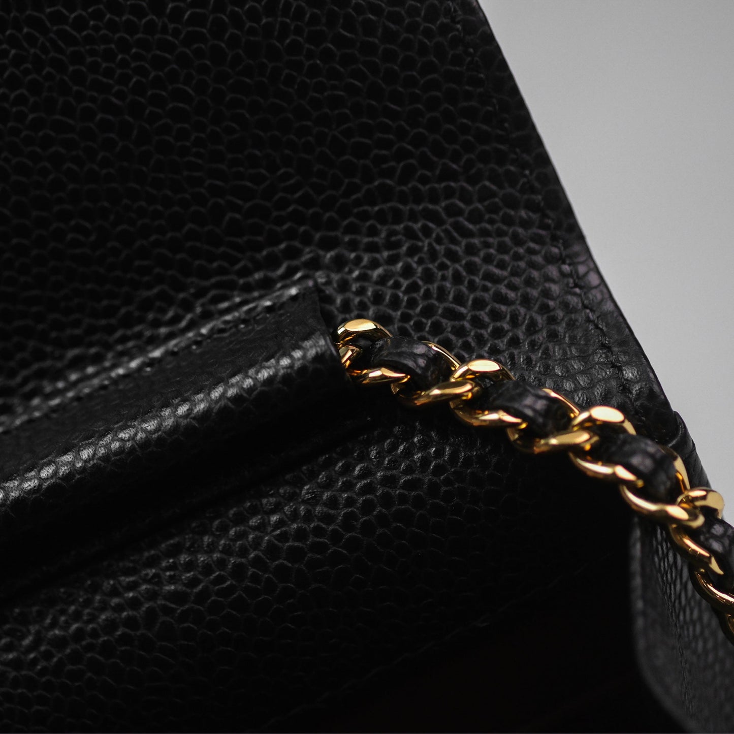 Chanel Quilted WOC Black Caviar Gold Hardware