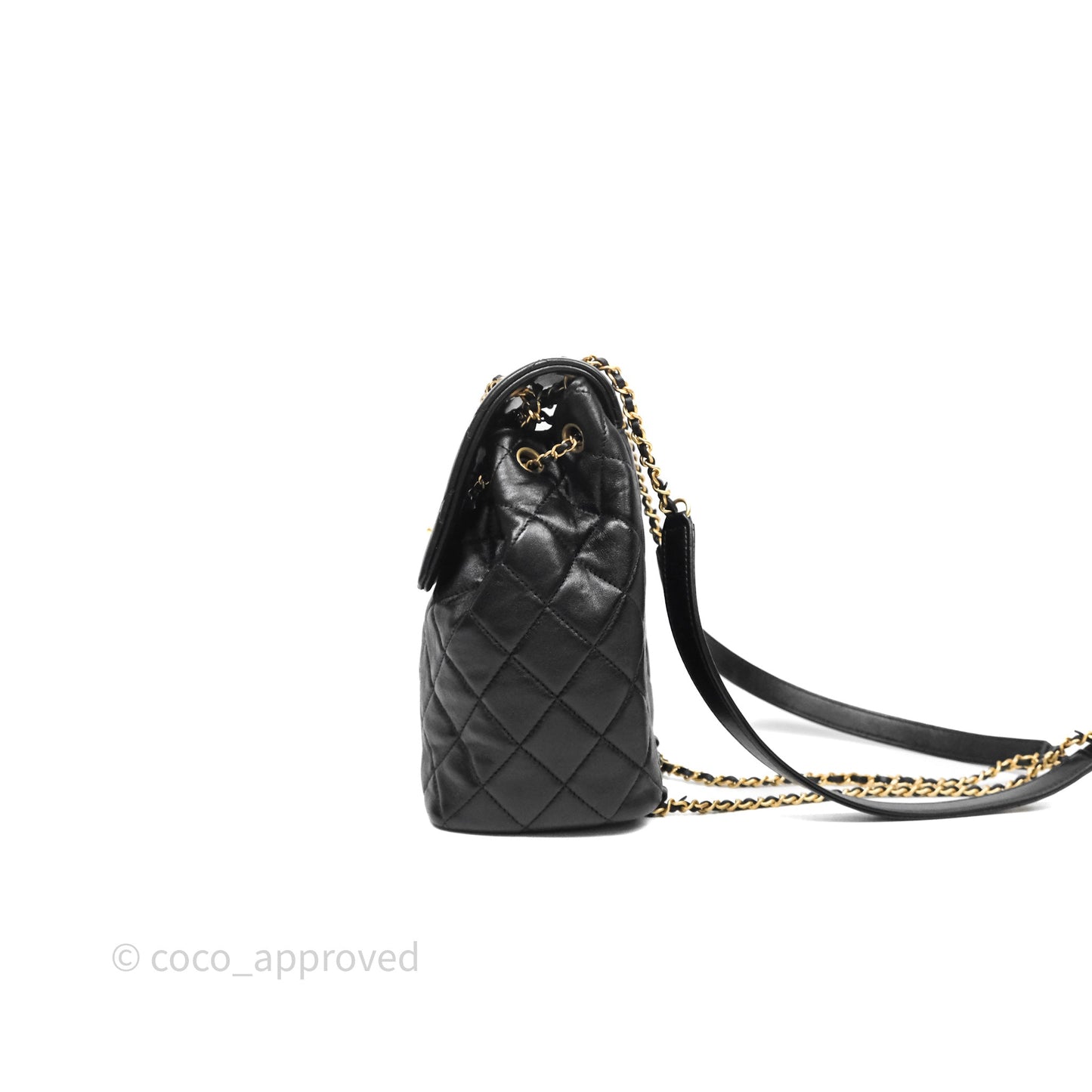 Chanel Backpack Black Calfskin Aged Gold Hardware