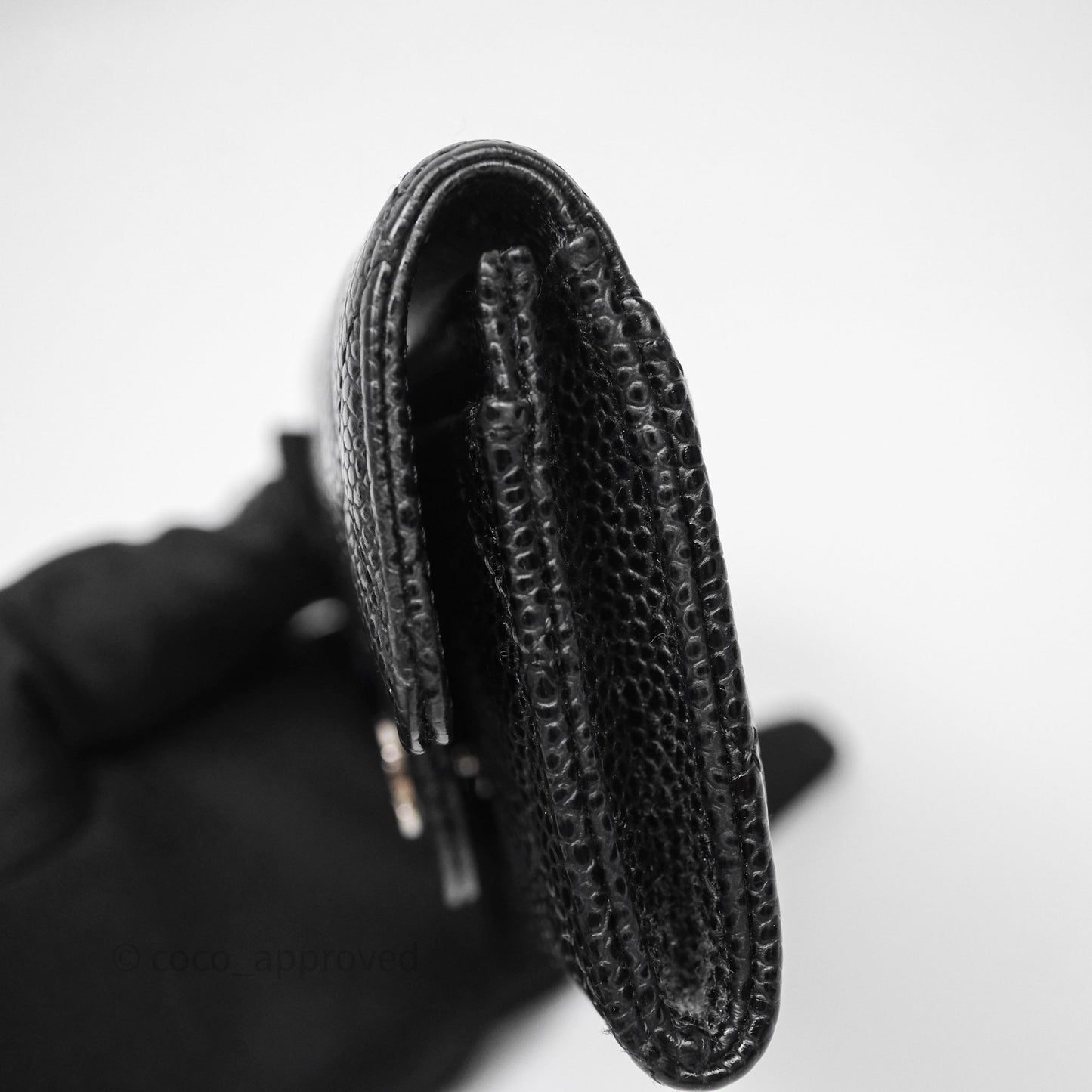 Chanel Classic Flap Black Caviar Card Holder Silver Hardware