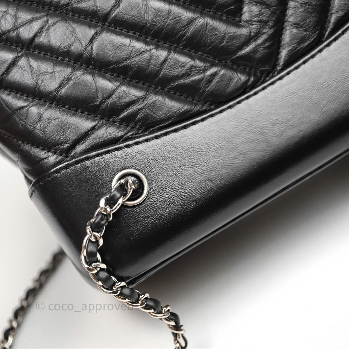 Chanel Small Chevron Gabrielle Backpack Black Aged Calfskin