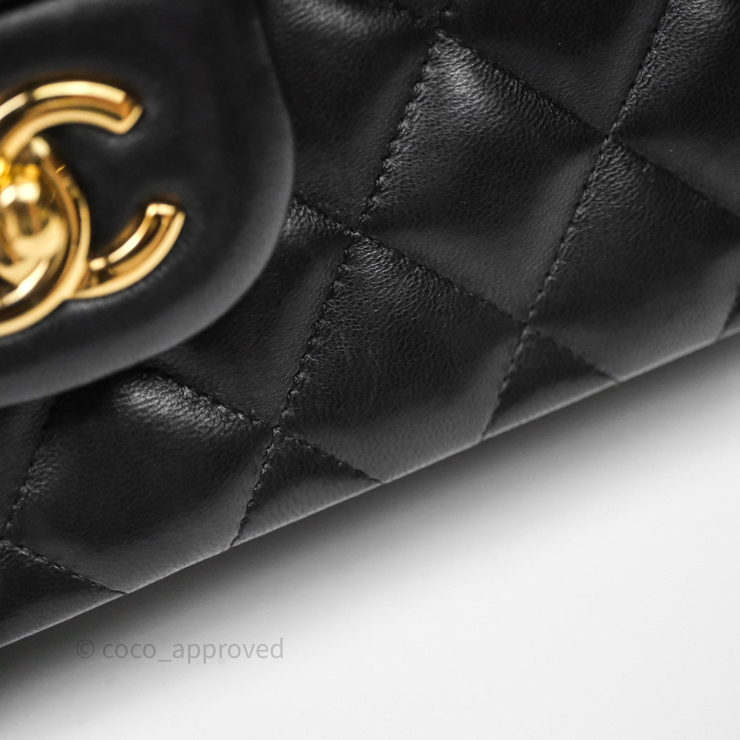 Chanel Classic Jumbo Double Flap Black Lambskin Bag Gold Hardware