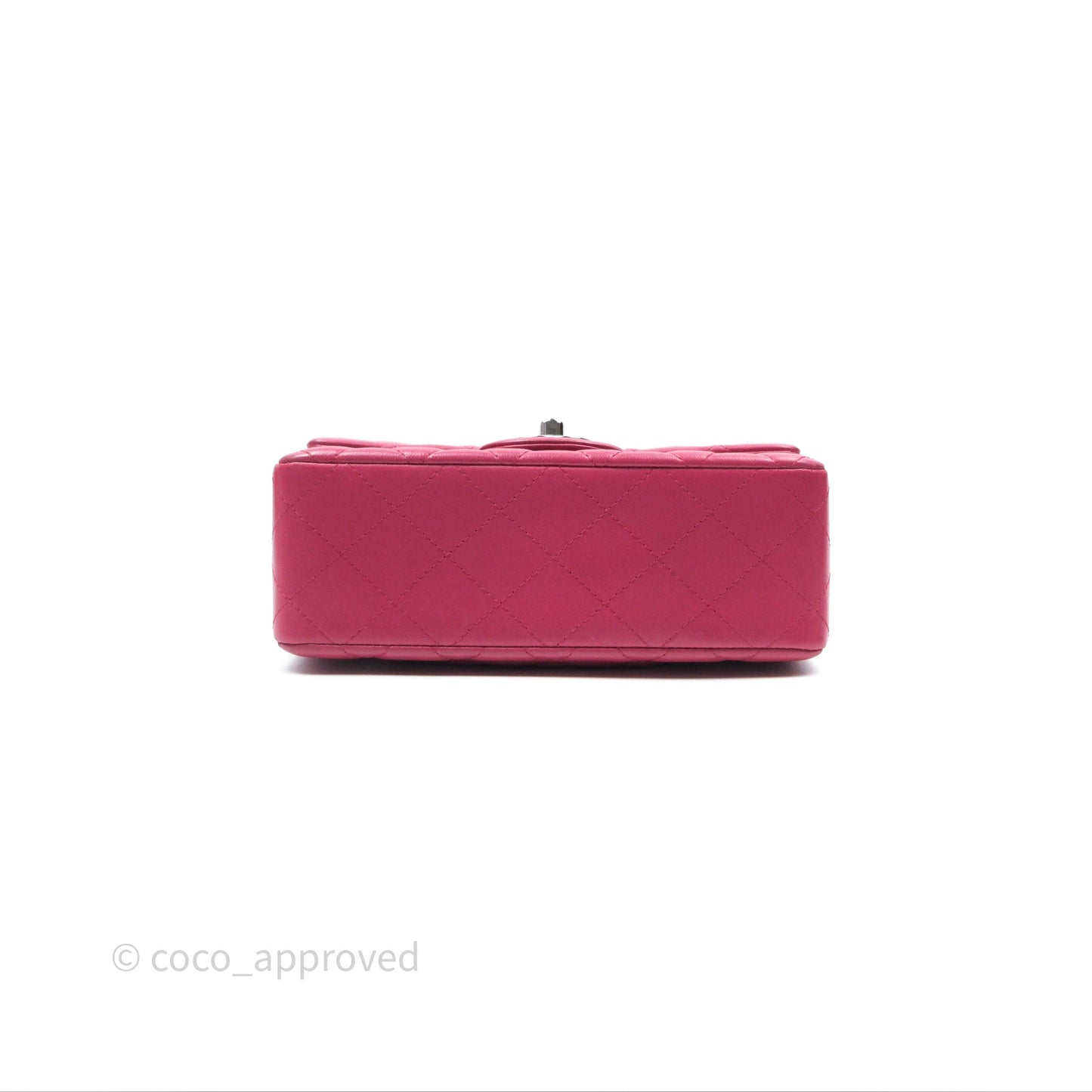Chanel Quilted Mini Rectangular Flap Dark Pink Lambskin Silver Hardware